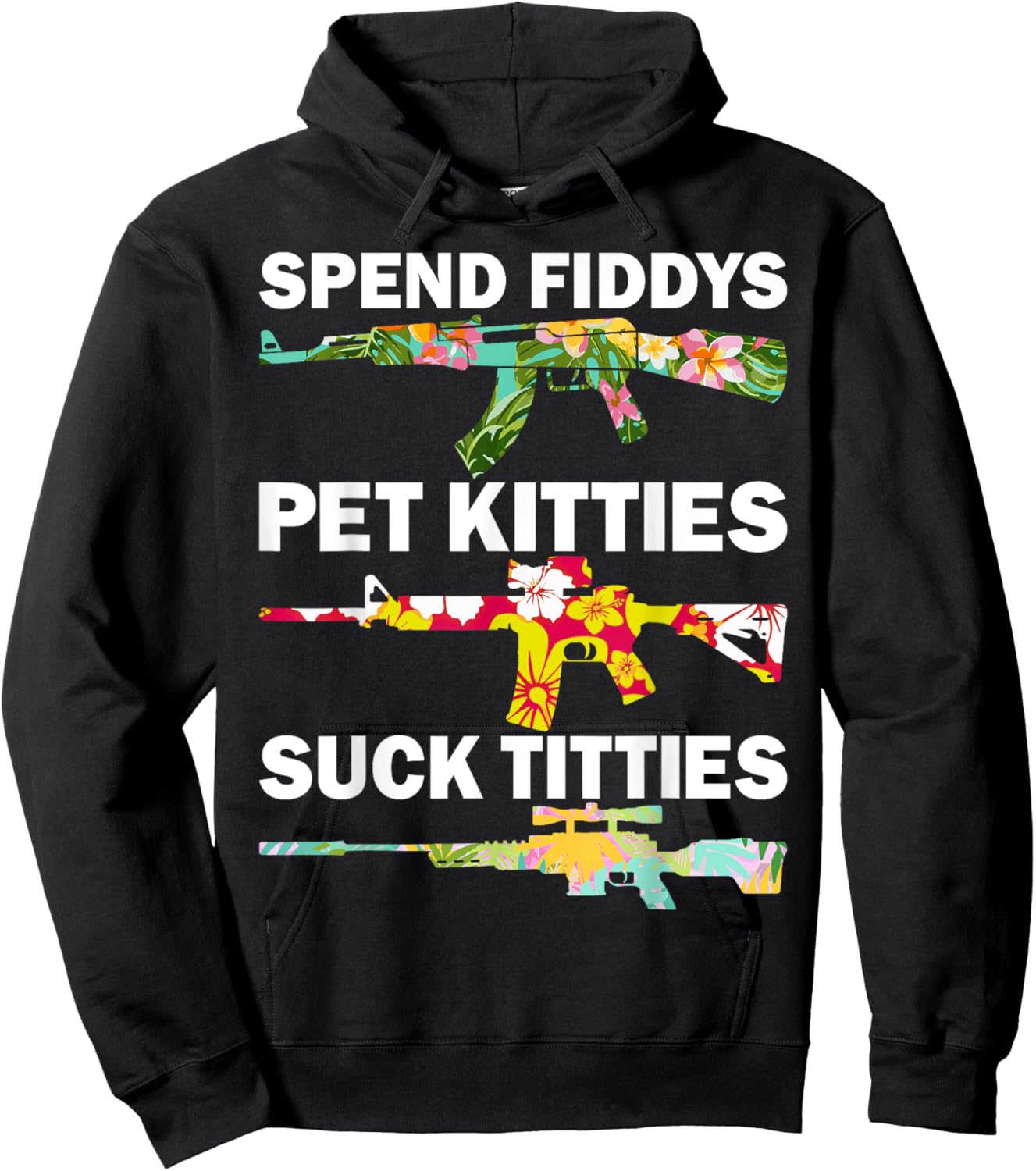 Spend Fiddies Pet Kitties Tropical Gun Lover Beach Hawaiian Women Hoodie - Hoodie | Black