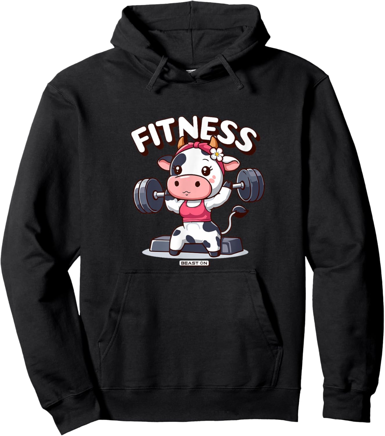 Cute Cow Fitness Workout Women Funny Gym Training Hoodie - Hoodie | Black