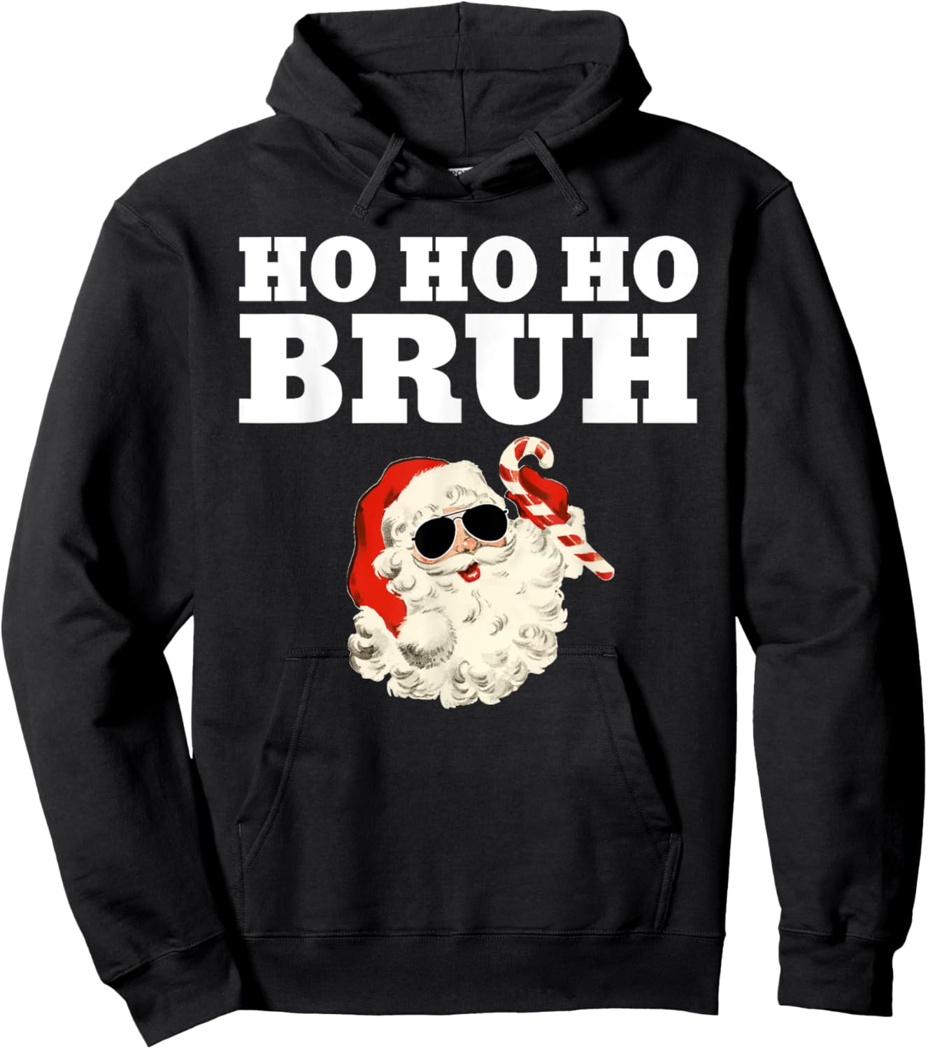 Ho Ho Ho Bruh Funny Christmas Santa Hoodie - Hoodie | Black