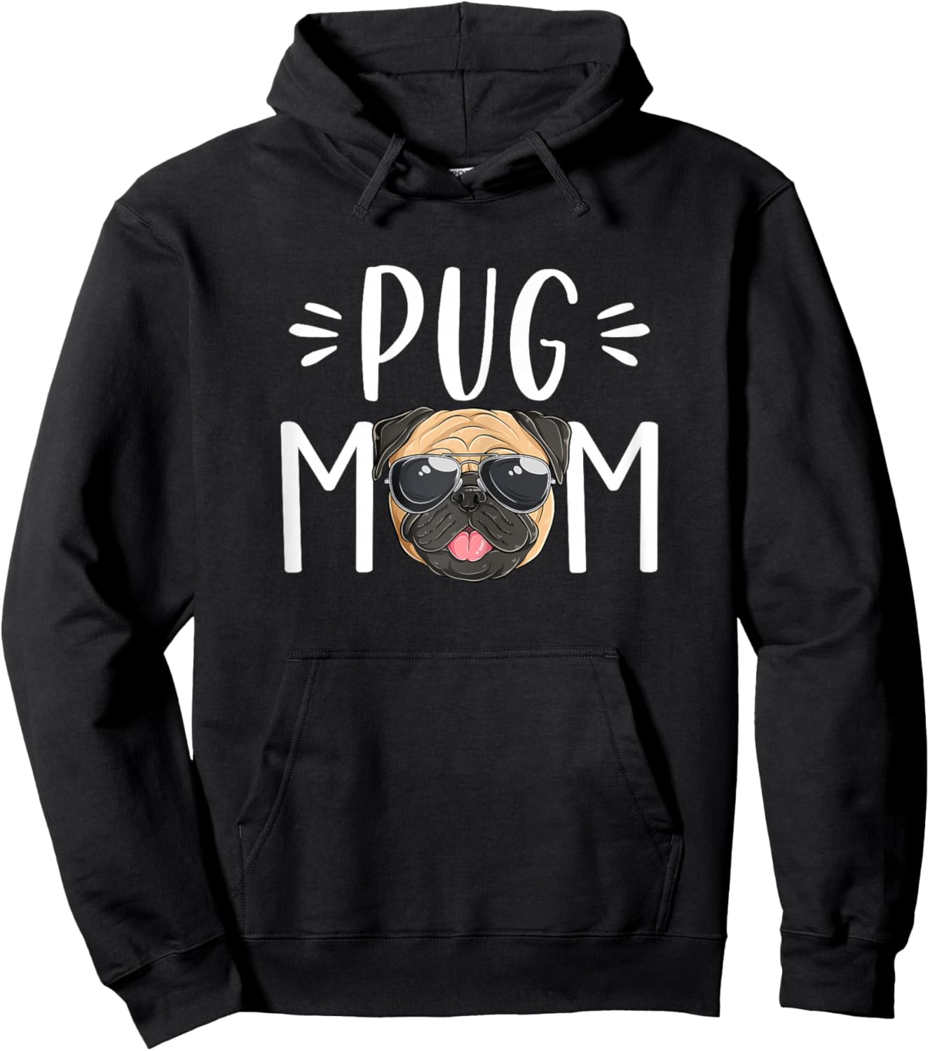 Pug Mom Cute Pug Puppy Pet Dog Lover Women Hoodie - Hoodie | Black