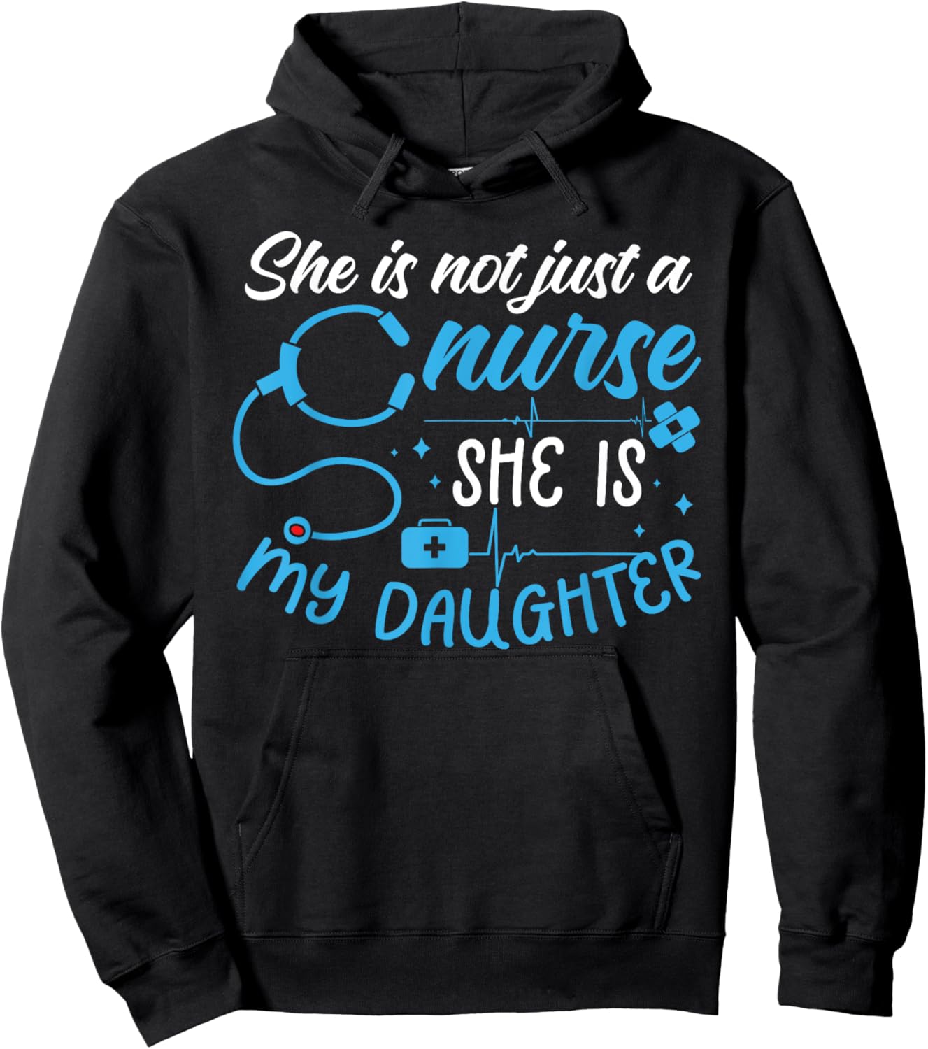 She is My Daughter Proud Nursing Family Mother Father Nurse Hoodie - Hoodie | Black