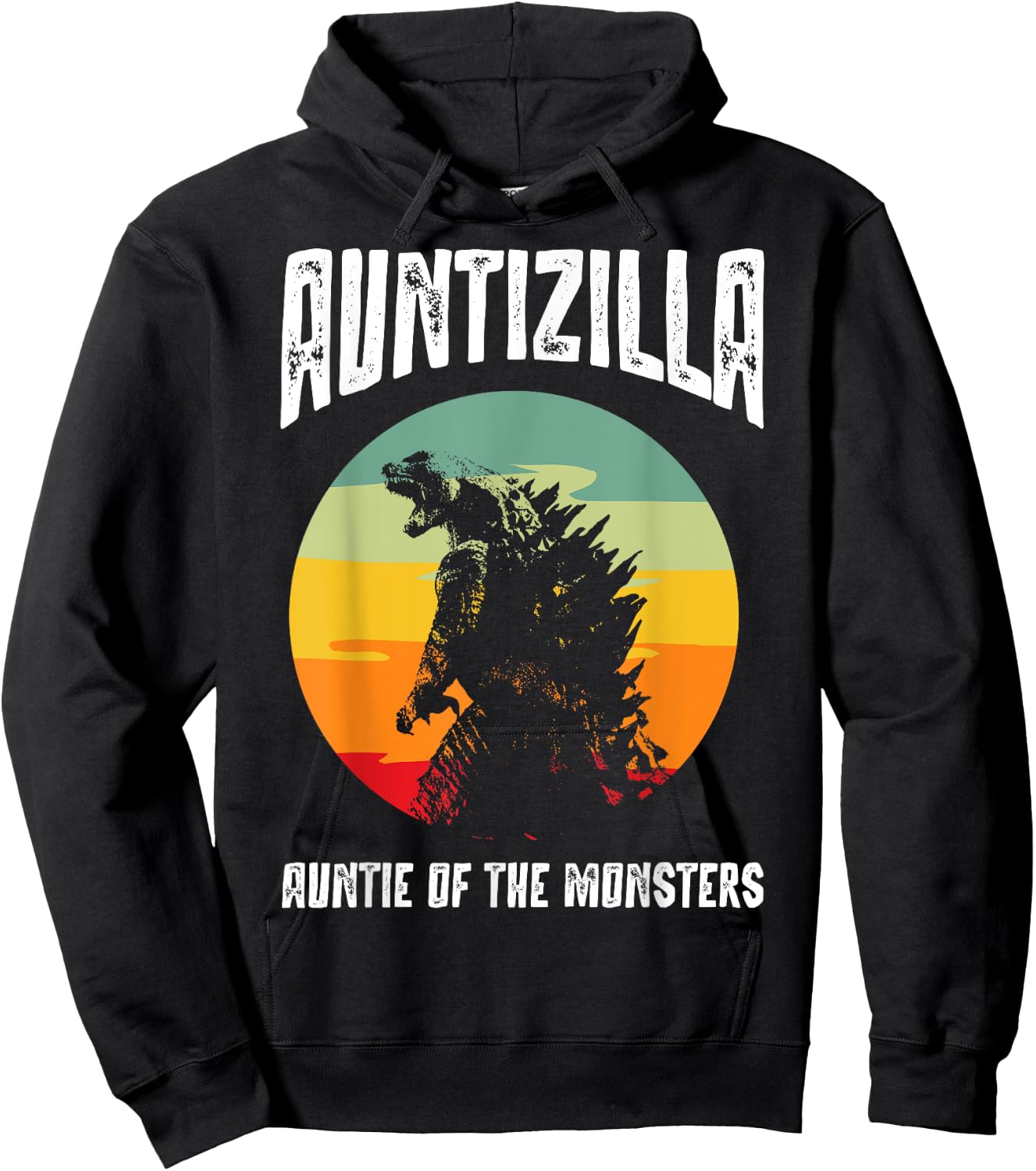 Auntzilla Aunt Of The Monsters Retro Vintage Sunset Hoodie - Hoodie | Black