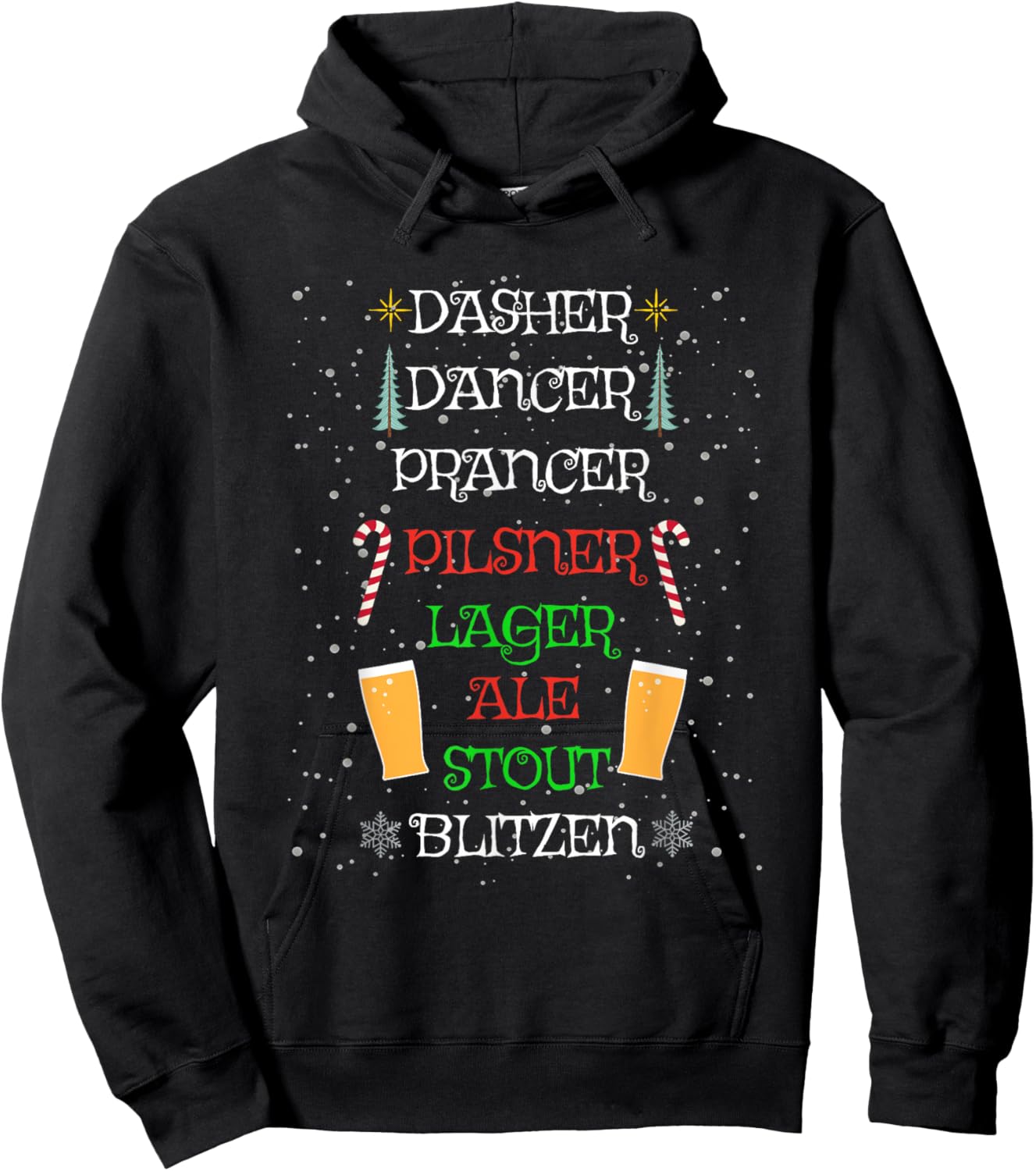 Cute Christmas Reindeer Pilsner Lager Ale Stout Beer Lover Hoodie - Hoodie | Black
