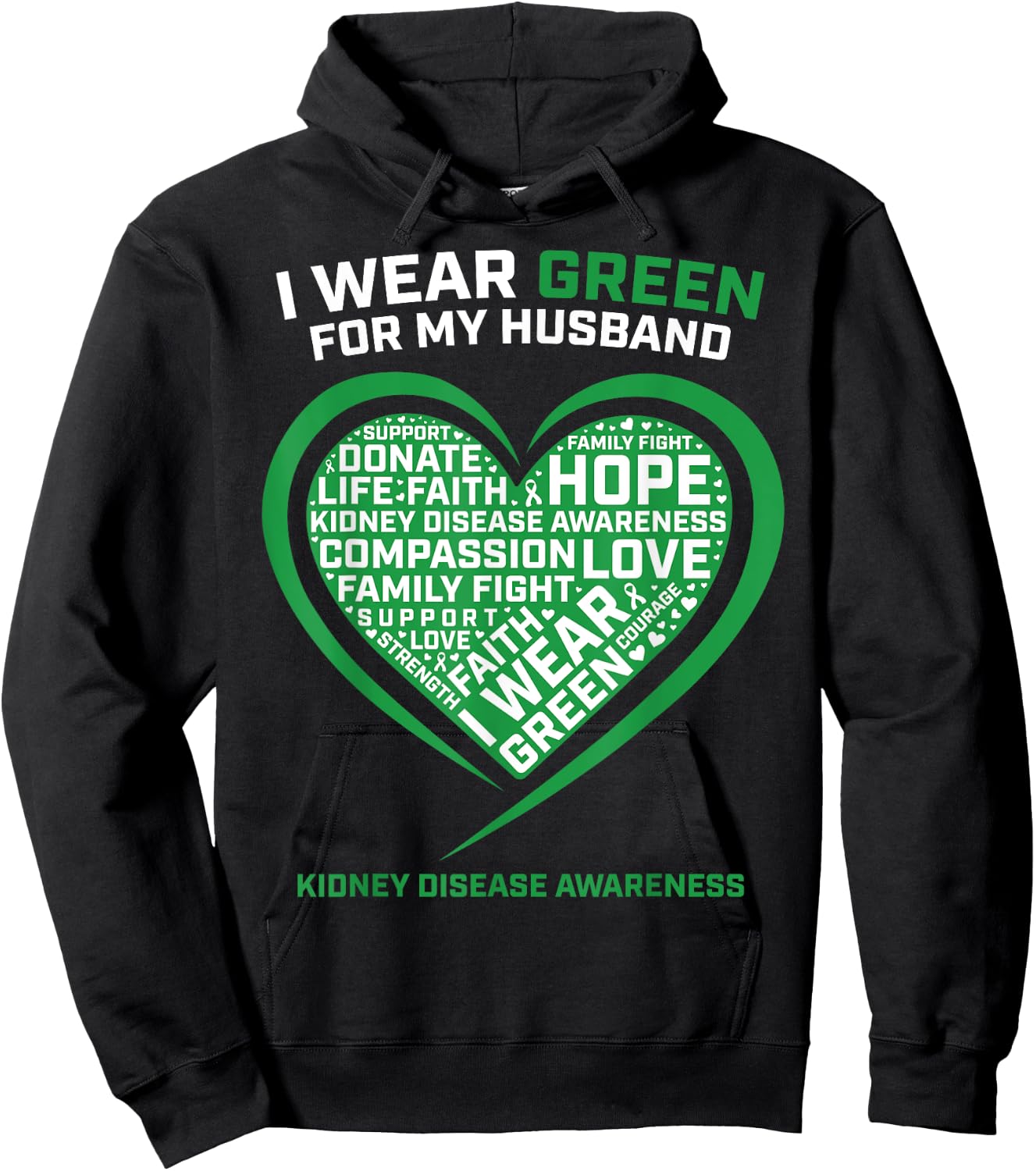 Wife Women Gifts Husband Kidney Transplant Disease Awareness Hoodie - Hoodie | Black