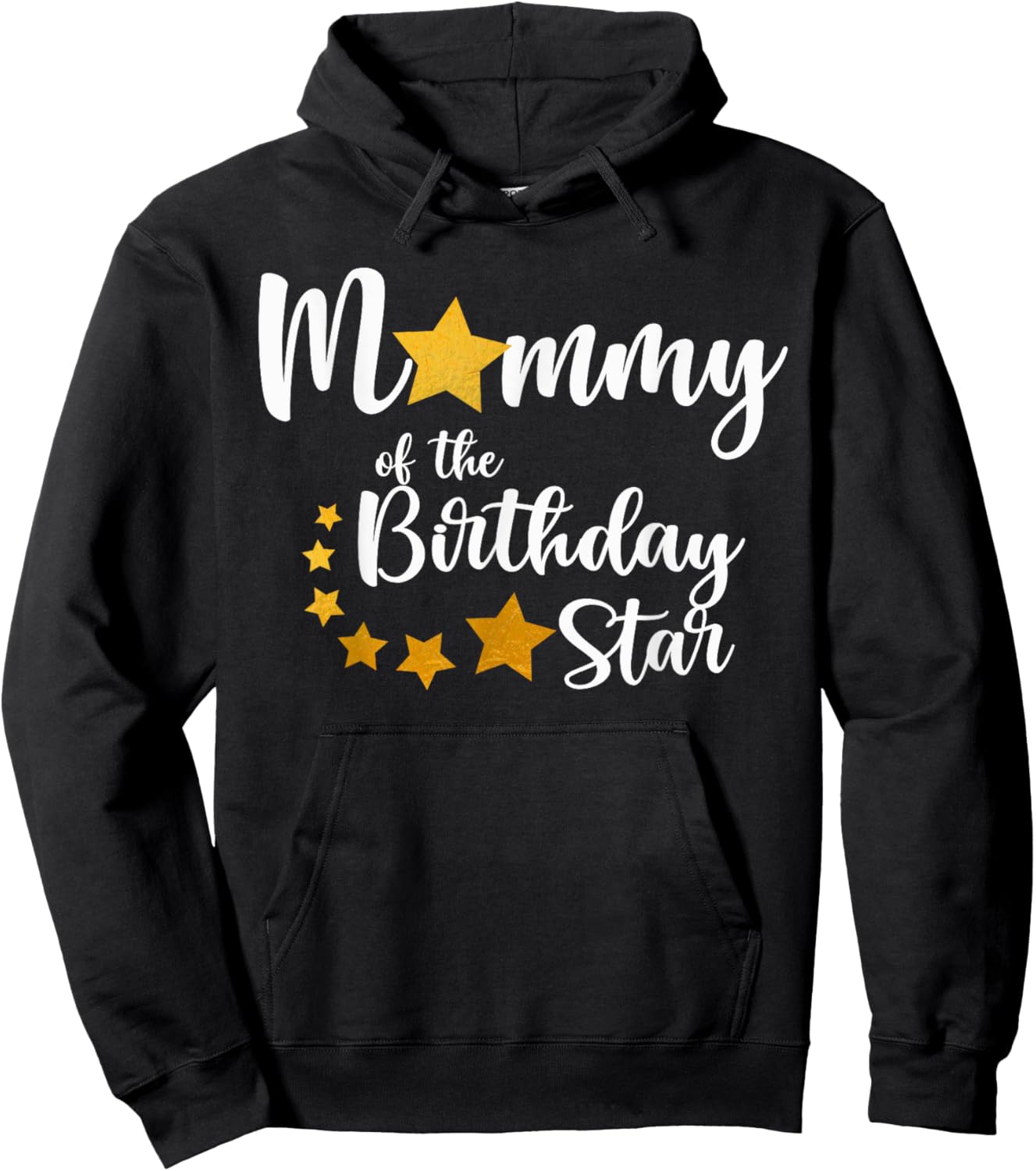 Mommy Of The Birthday Star Matching Family Gold Star Hoodie - Hoodie | Black