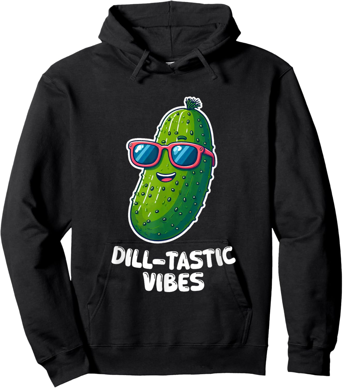 Dill-tastic vibes Pickle Sunglasses Pun Funny Hoodie - Hoodie | Black