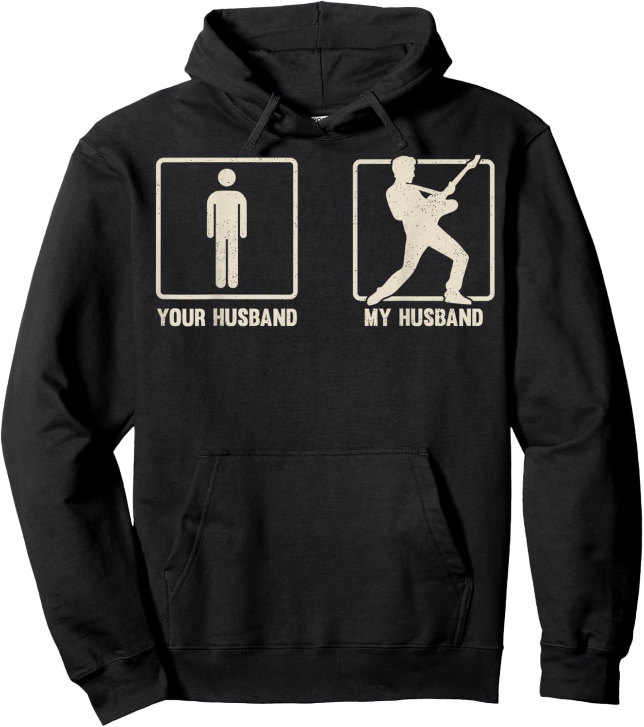 Vintage My Husband Plays Guitar Music Lover Hoodie - Hoodie | Black