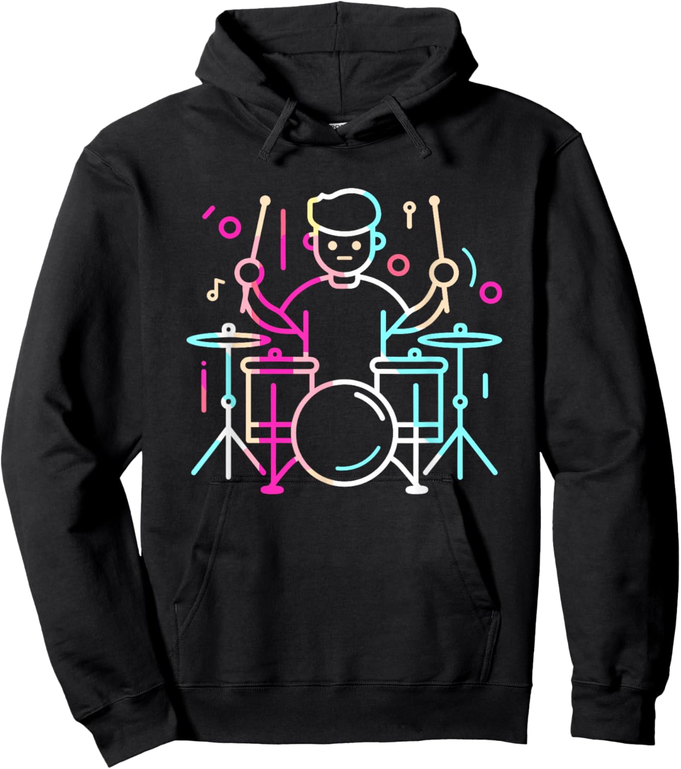 Drummer Boy Drawing Musician Drum Music Hoodie - Hoodie | Black