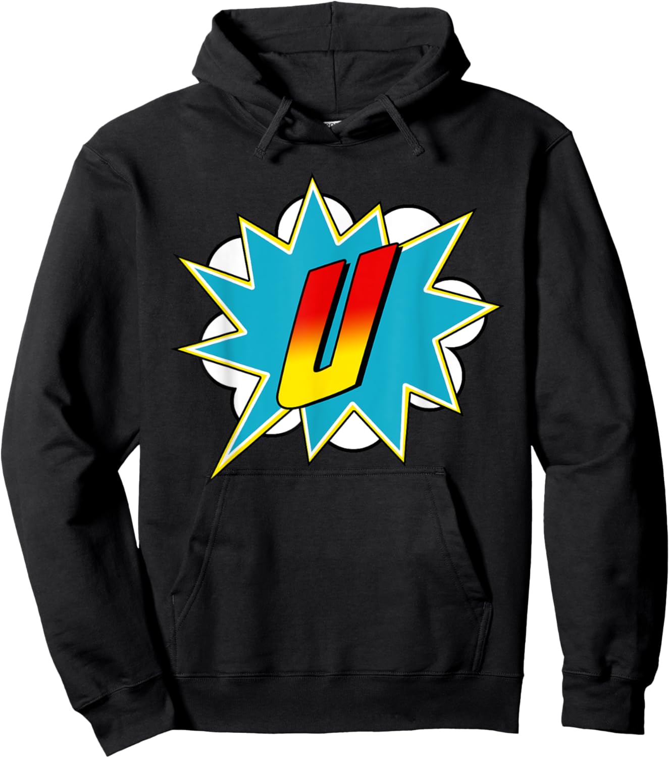 Letter U Superhero Name Comic Letter Retro Costume Hoodie - Hoodie | Black