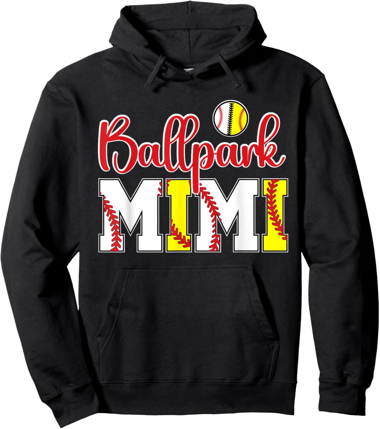 Ballpark Mimi Softball Baseball Mimi Grandma Hoodie - Hoodie | Black