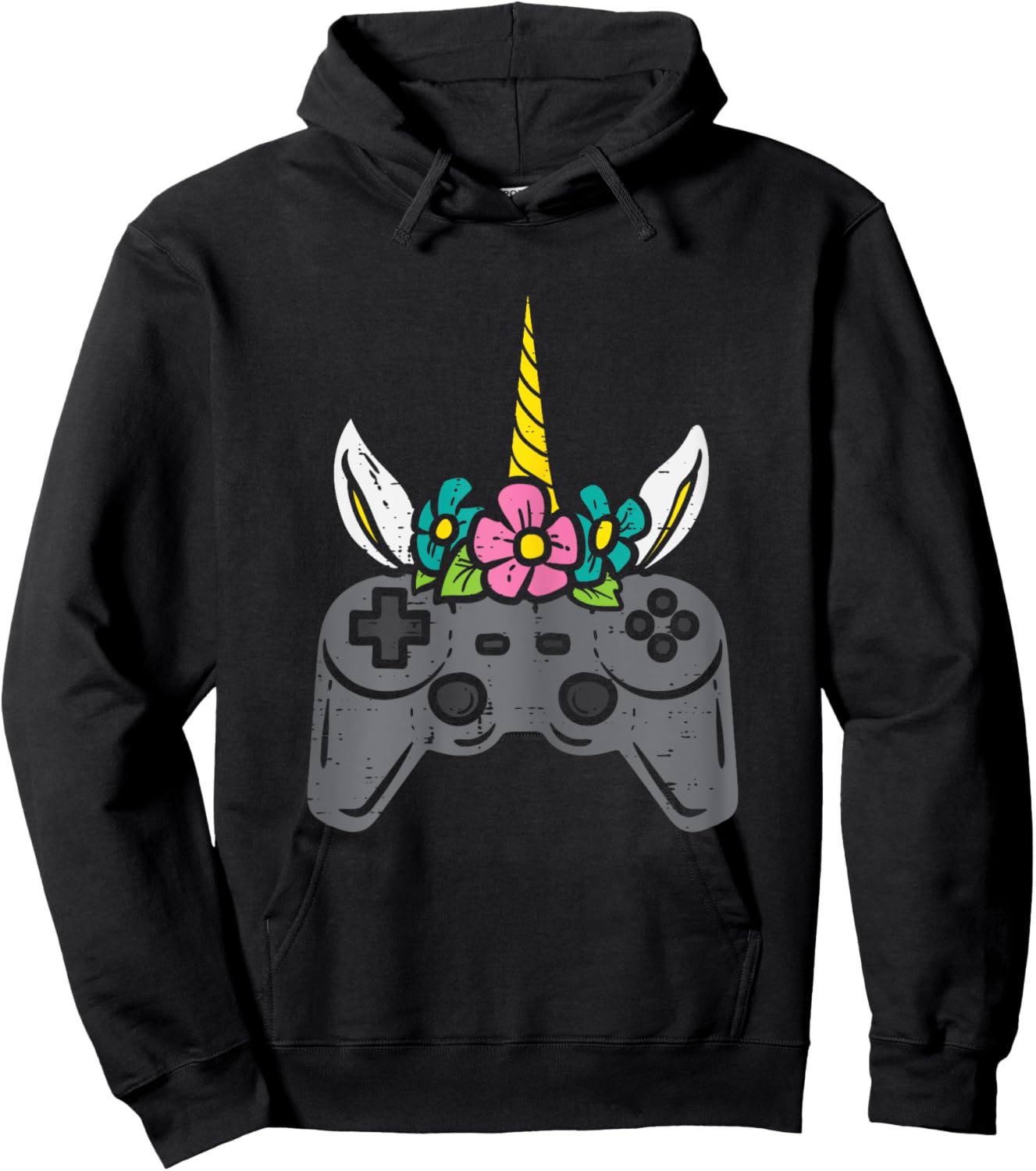 Gamer Controller Unicorn Head Girls Kids Toddler Youth Women Hoodie - Hoodie | Black