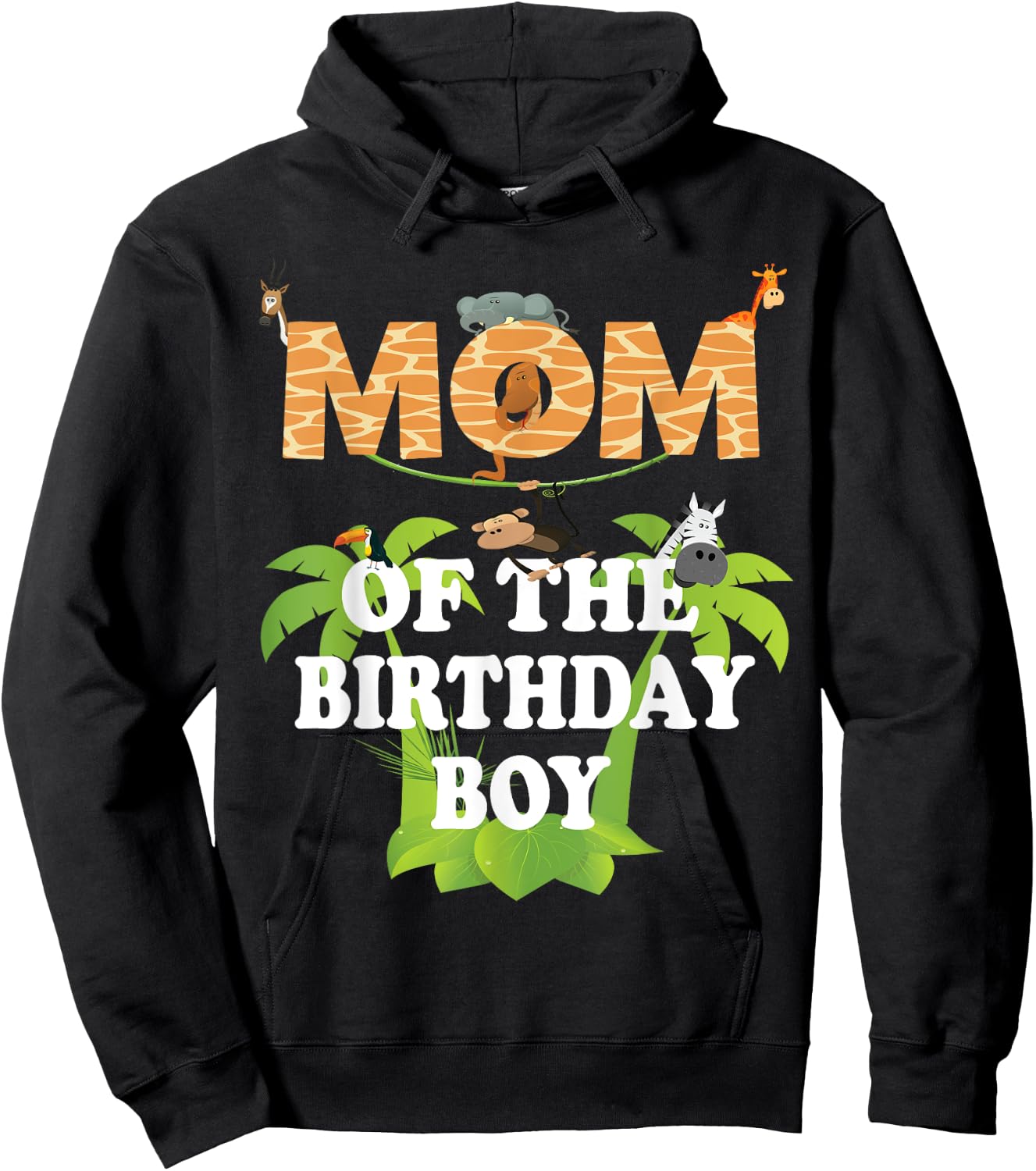Mom Of The Birthday Boy Zoo Theme Animal Party Hoodie - Hoodie | Black