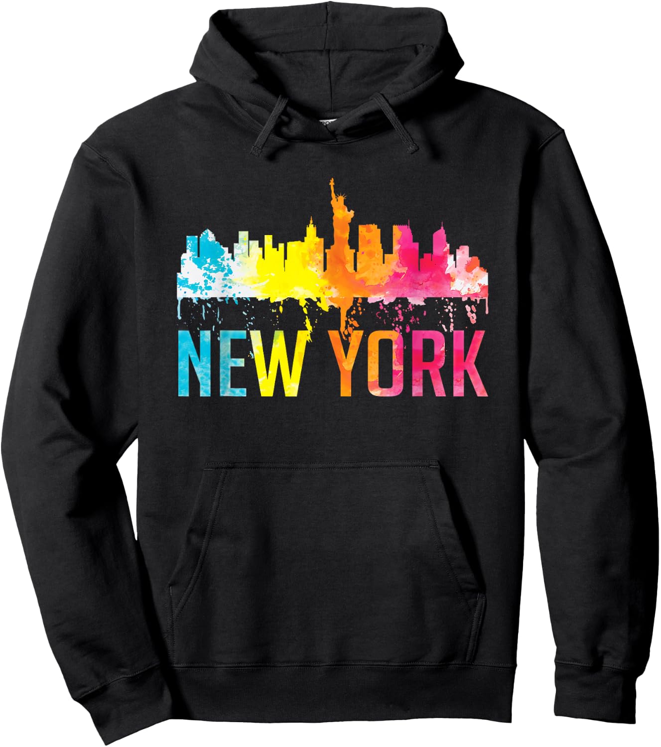 New York City NYC Watercolour Art Big Apple Skyline Souvenir Hoodie - Hoodie | Black