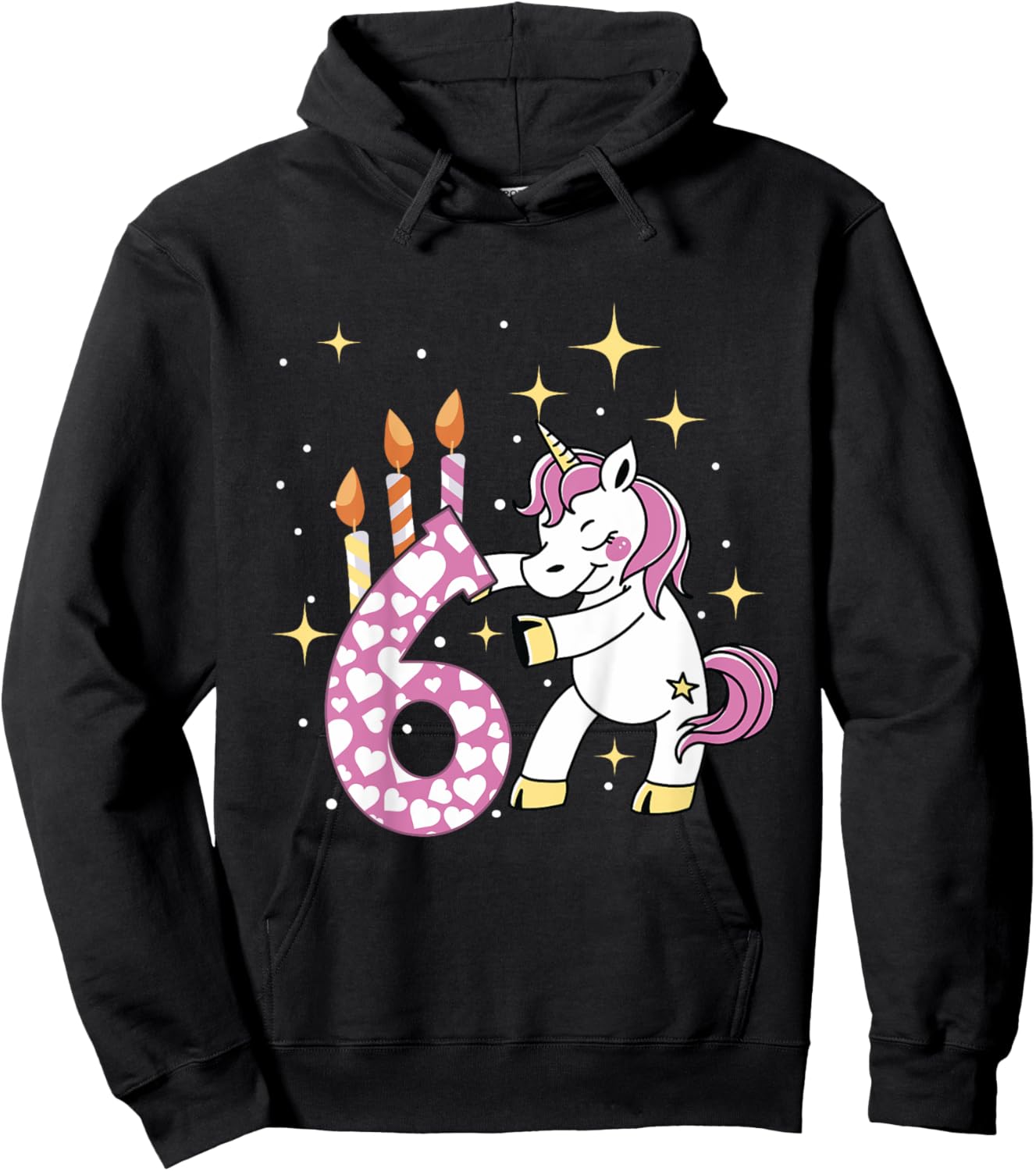 6th Birthday Unicorn For A 6 Years Old Girl Birthday Hoodie - Hoodie | Black