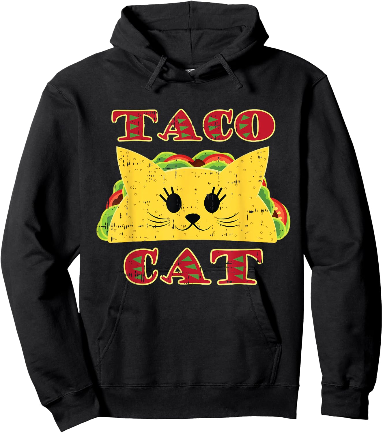 Taco Cat Black Cute Fun-ny Mexican Tortilla Food Animal Gift Hoodie - Hoodie | Black