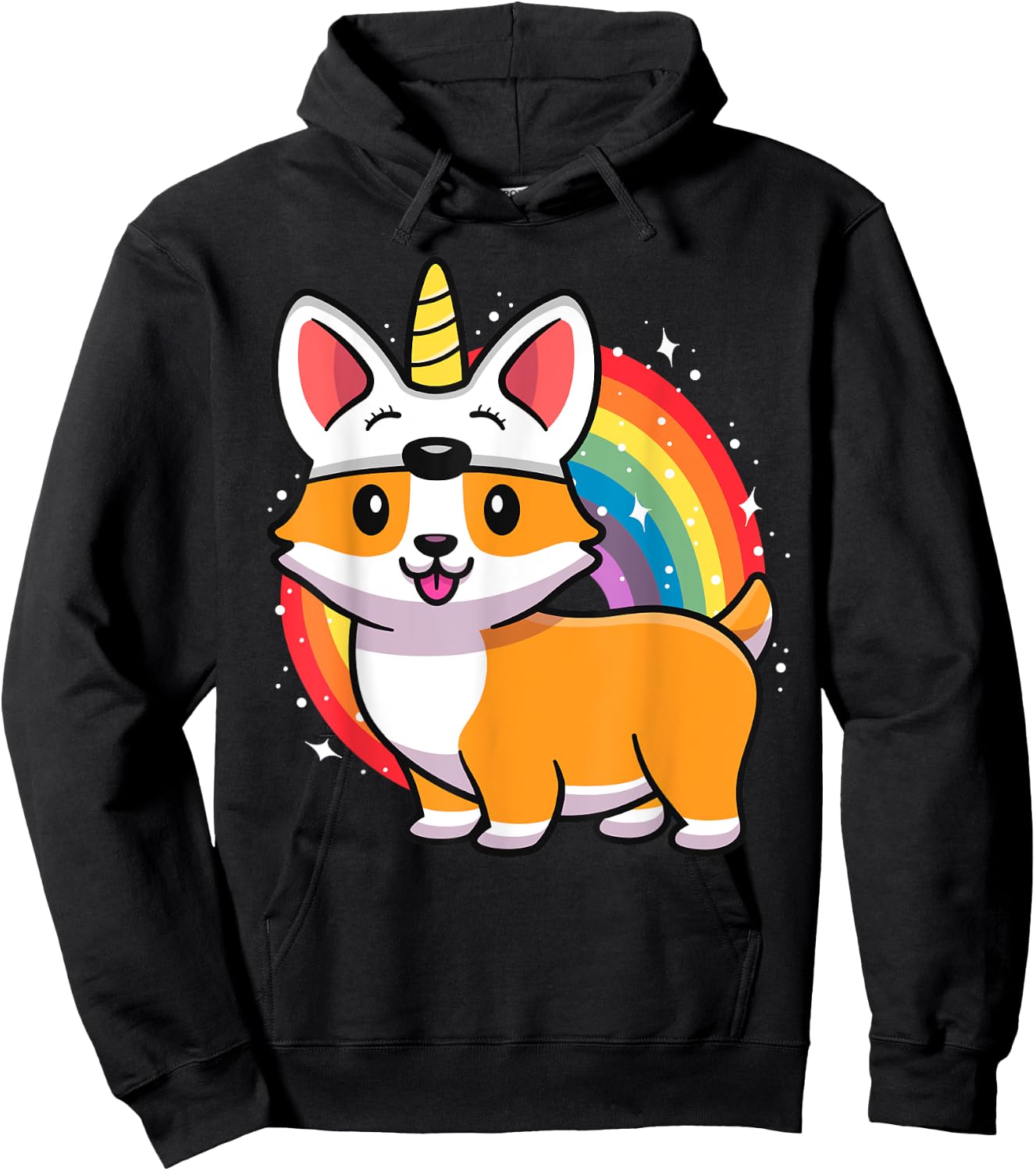 Corgicorn Unicorn Corgi Shirt For Kids Funny Rainbow Corgi Hoodie - Hoodie | Black