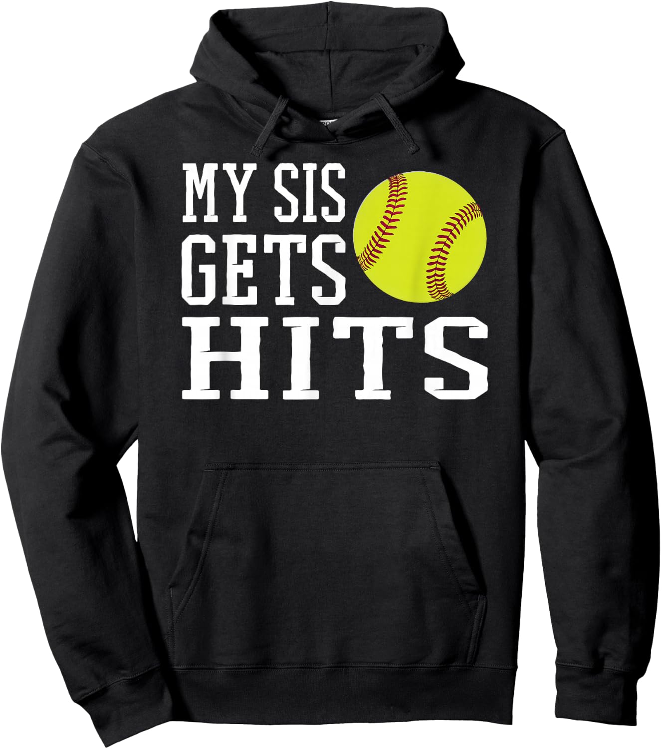 Funny Softball My Sis Gets Hits Brother & Sister Softball Hoodie - Hoodie | Black