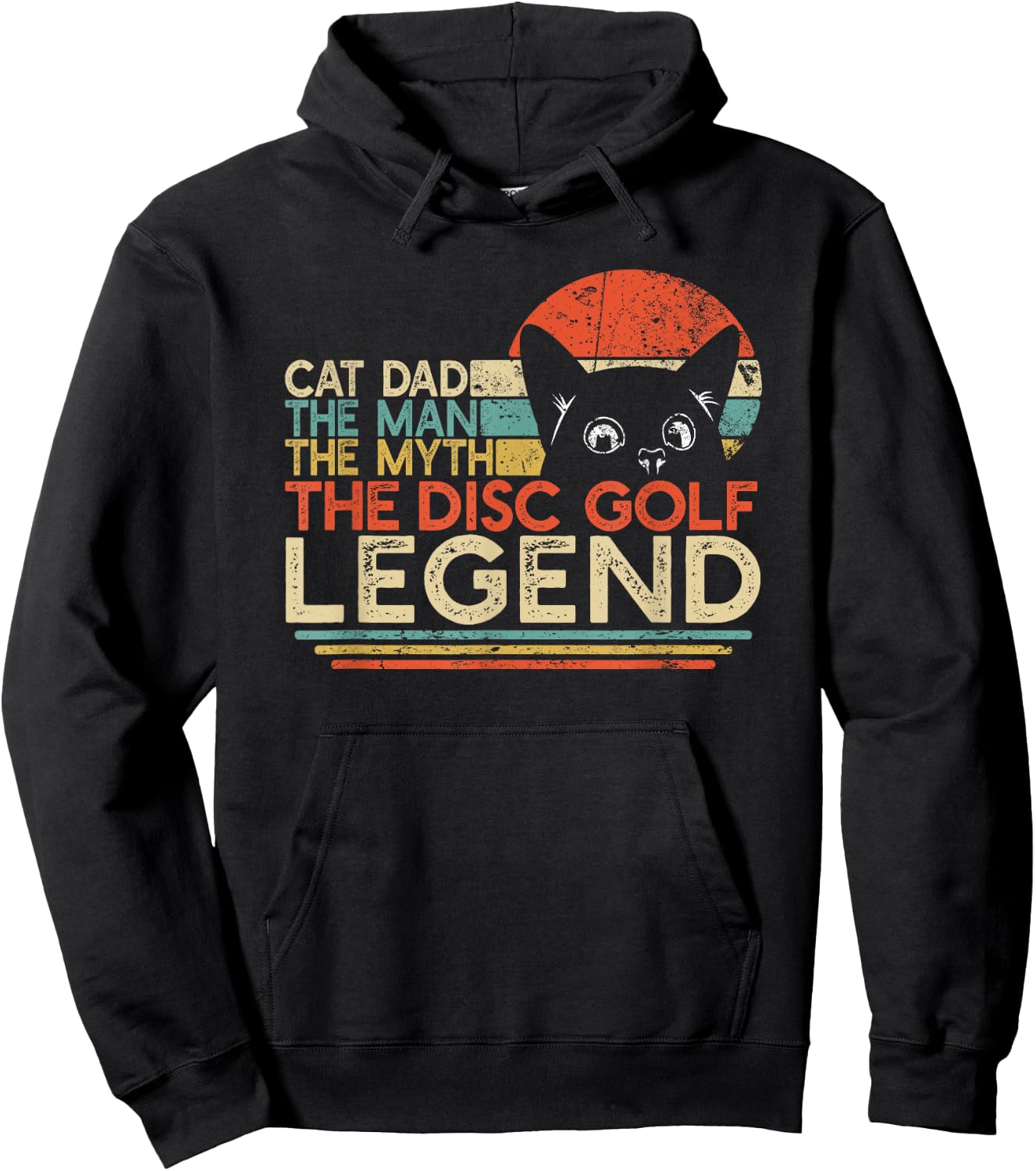 Disc Golf Player Cat Dad Man Myth Legend Hoodie - Hoodie | Black