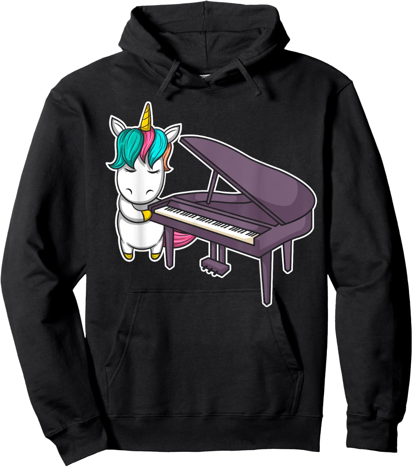 Cute Grand Piano Player Pianist Musician I Unicorn Hoodie - Hoodie | Black