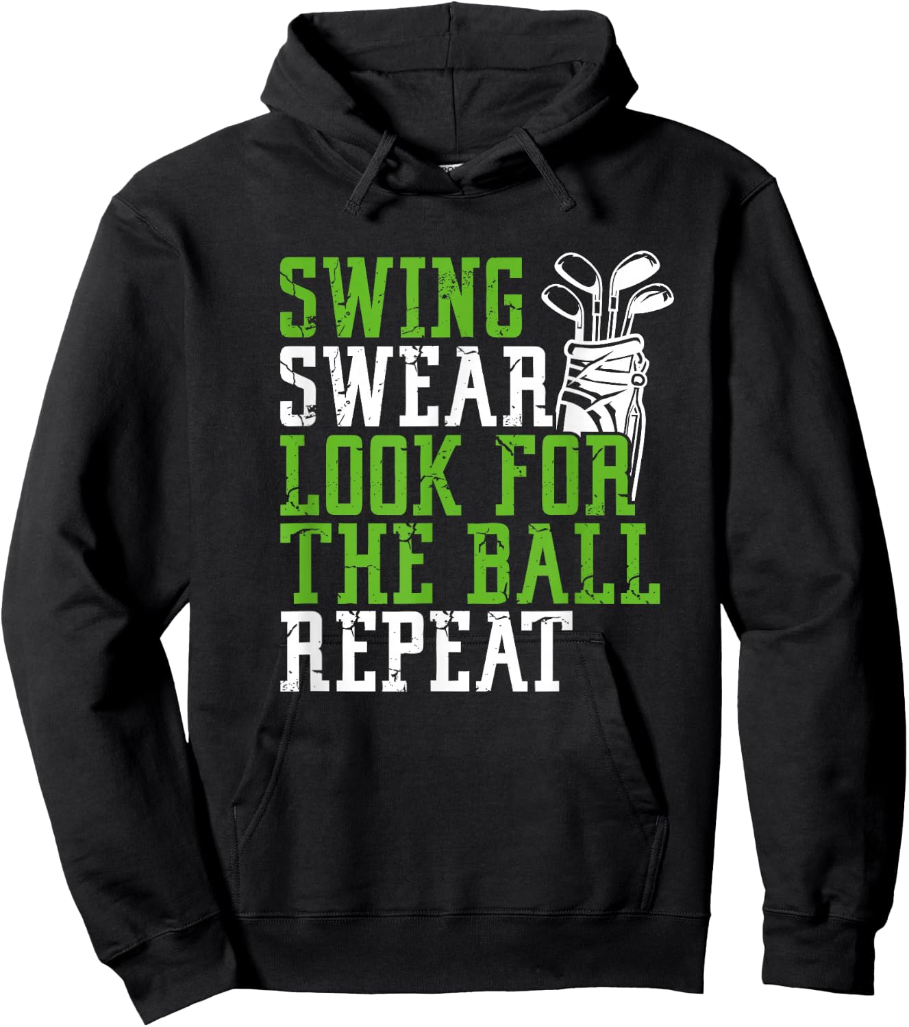 Swing Swear Look for Ball Repeat - Fun Golf Hoodie - Hoodie | Black