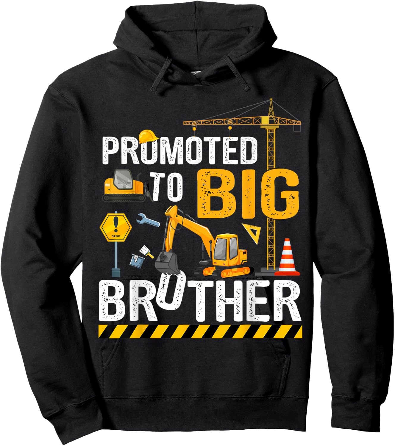 Promoted To Big Brother Construction Truck Excavator Graphic Hoodie - Hoodie | Black