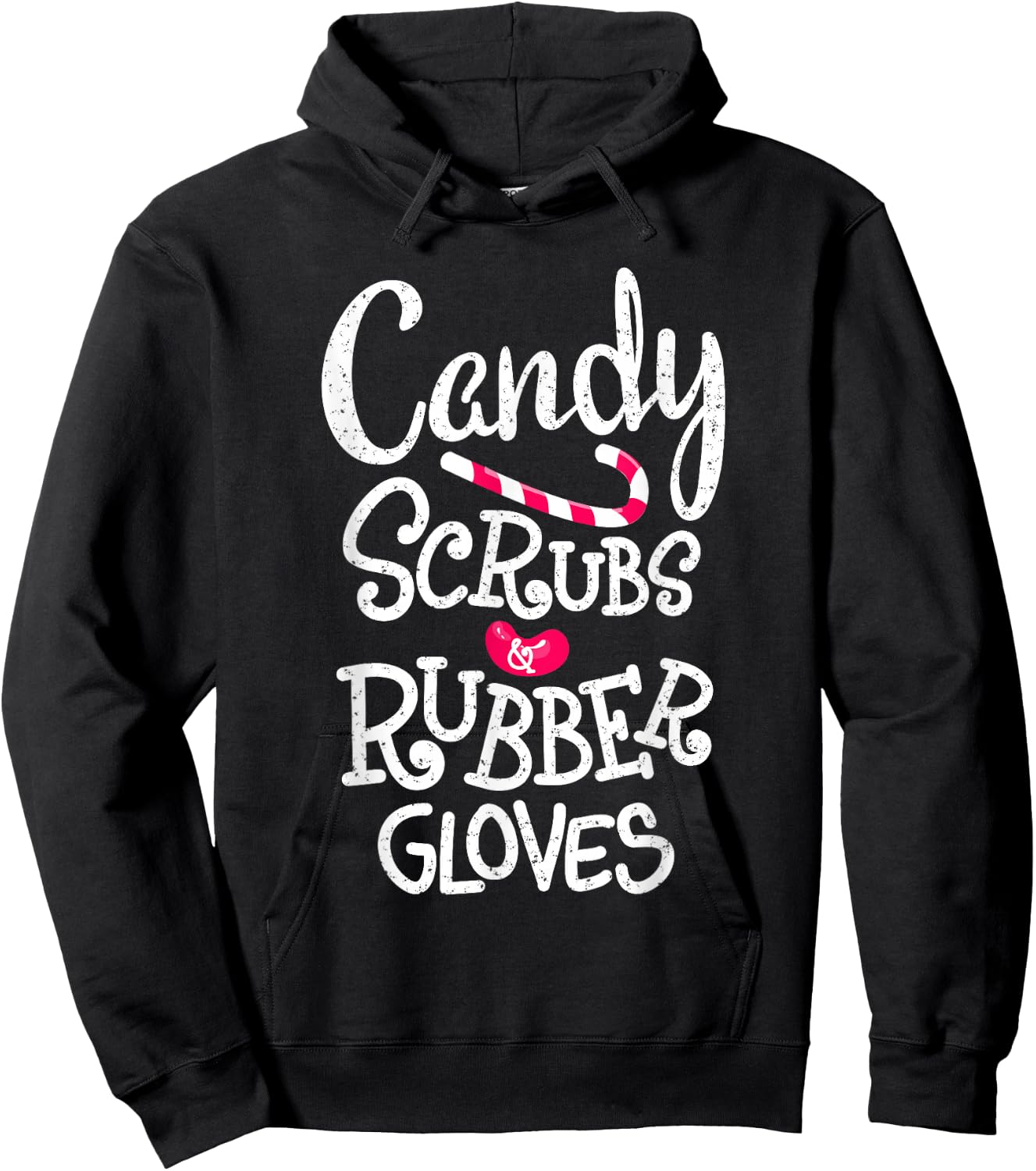 Candy Scrubs and Rubber Gloves Candy cane Nurse Shirt Hoodie - Hoodie | Black