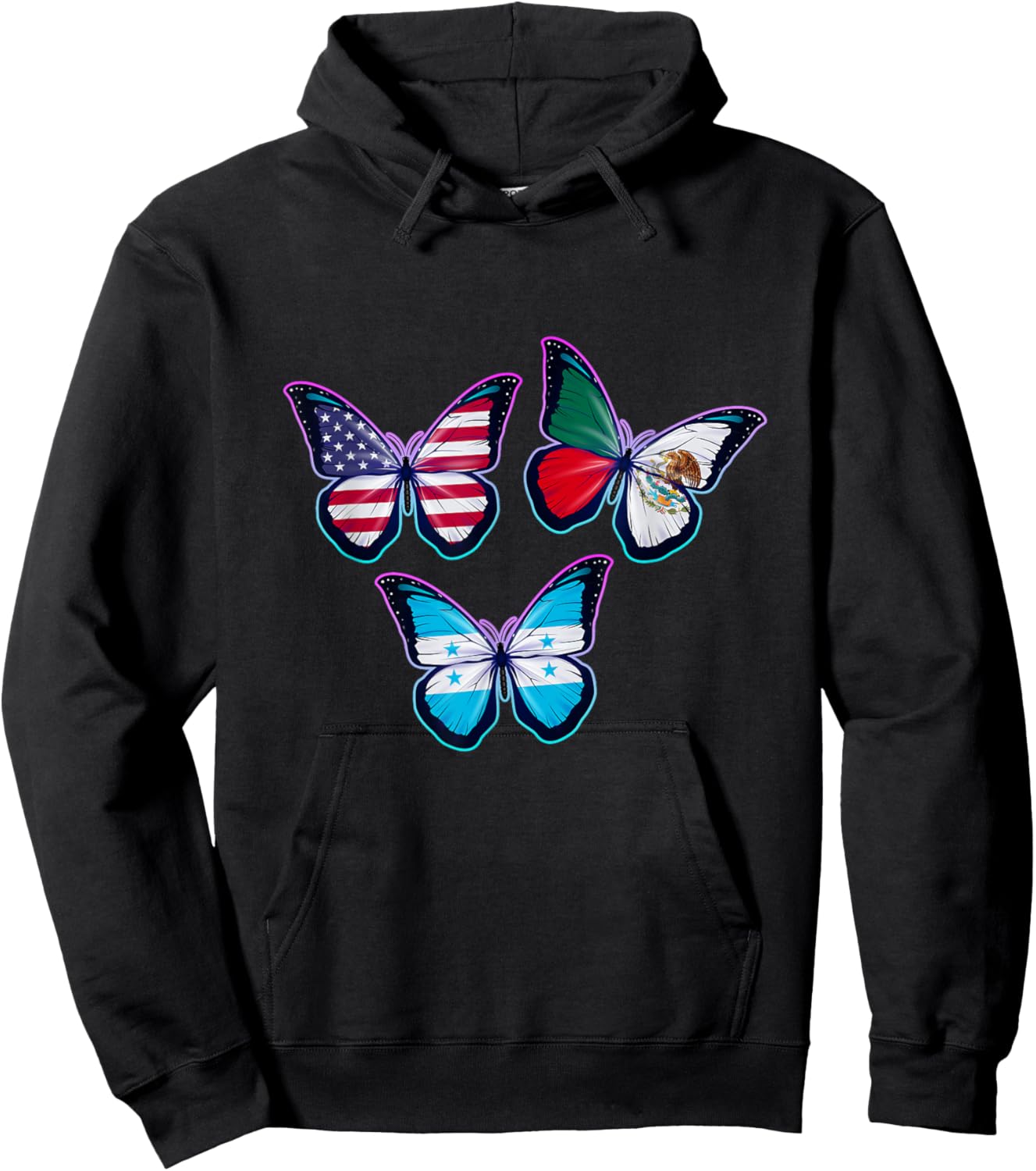 Multiculti Heritage. Mexico, Honduras and the USA Hoodie - Hoodie | Black