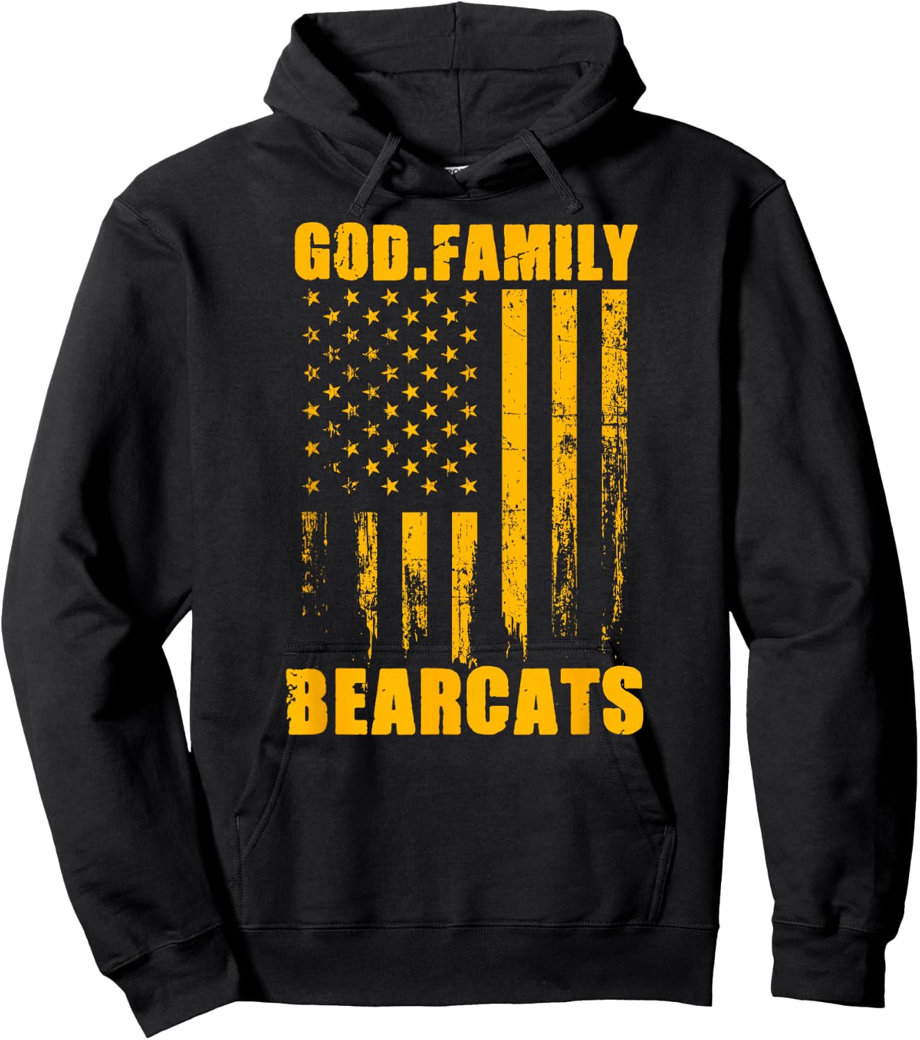 Whitesboro Bearcats God. Family. Vintage USA Flag Hoodie - Hoodie | Black
