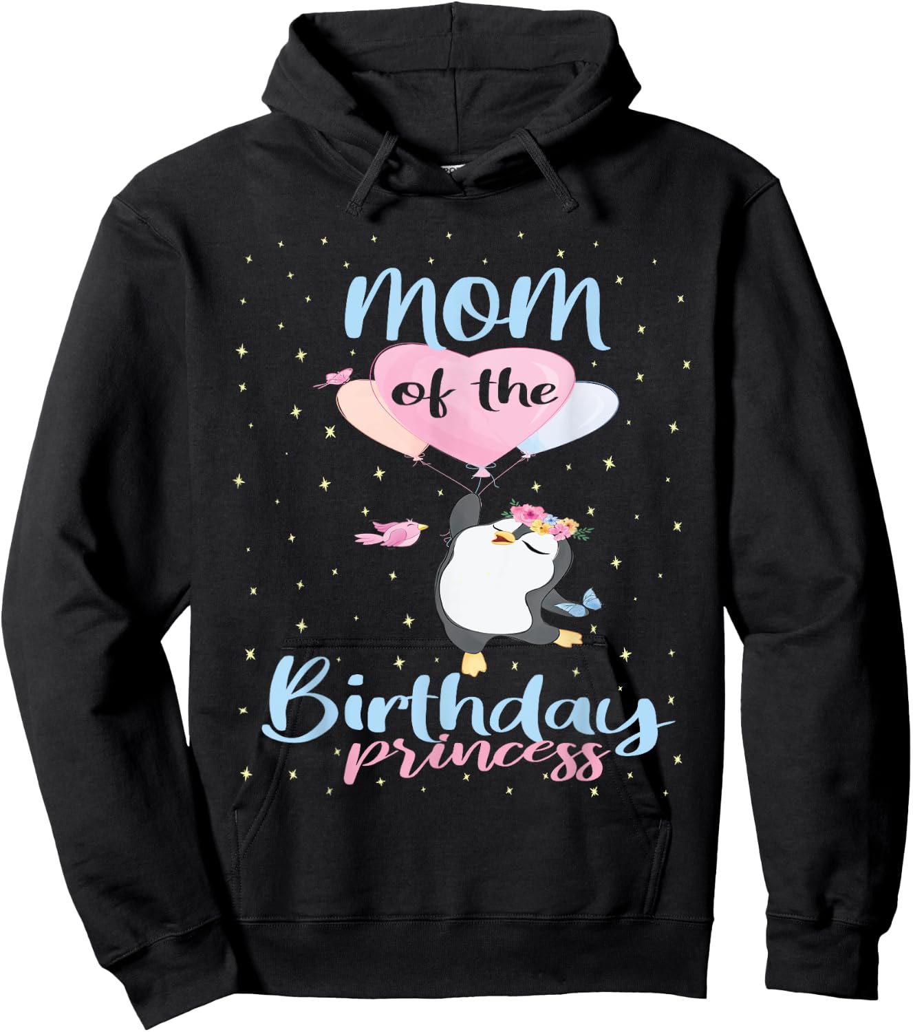 Mom Of The Birthday Princess Penguin Girls B-day Party Hoodie - Hoodie | Black