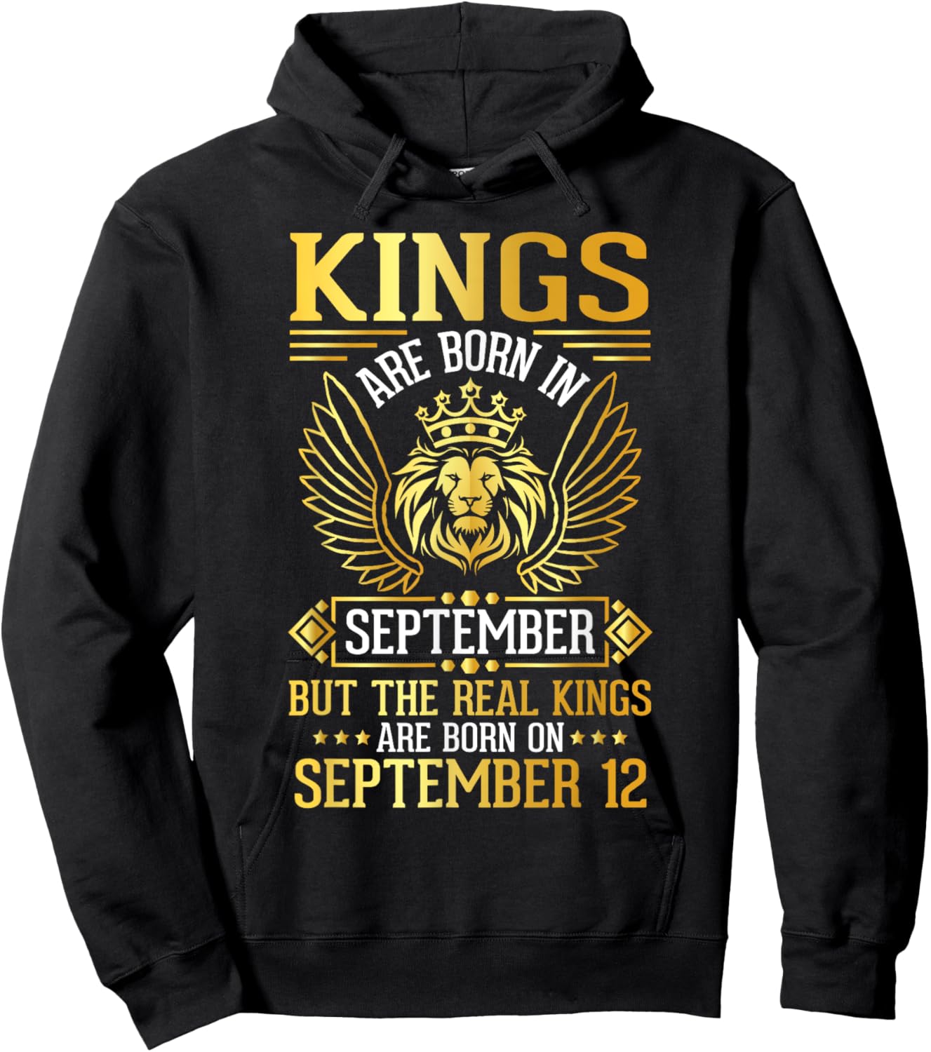 Kings Are Born In Sept Real Kings Are Born On September 12 Hoodie - Hoodie | Black