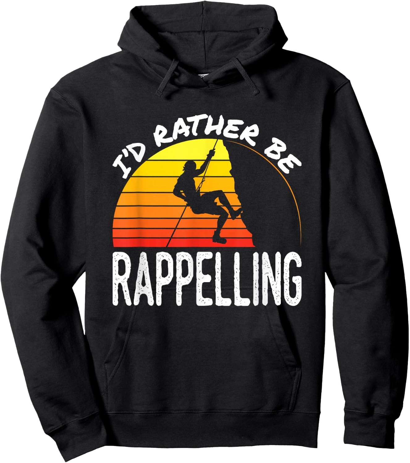 I'd Rather Be Rappelling Retro Rock Climbing Mountaineer Hoodie - Hoodie | Black