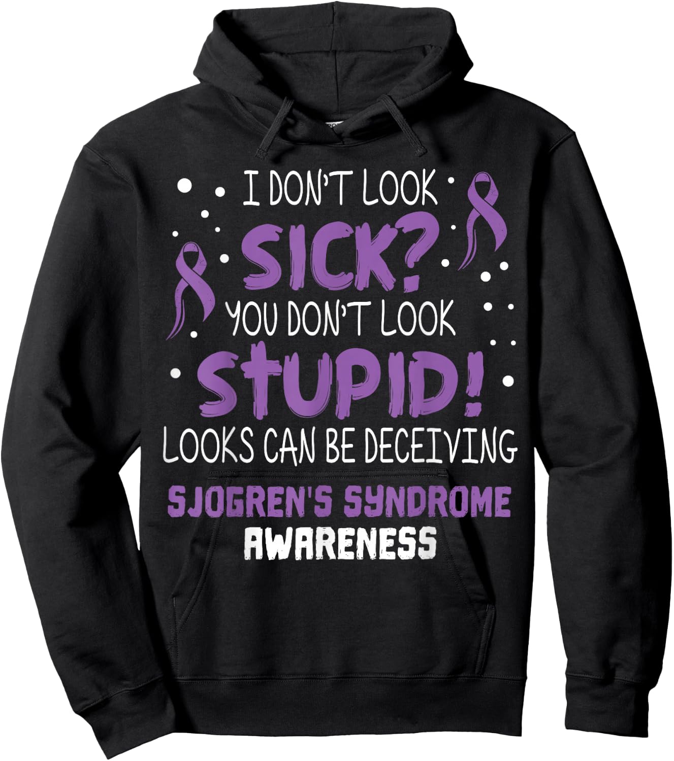 Sjogrens Syndrome Awareness Ribbon T Shirts Hoodie - Hoodie | Black
