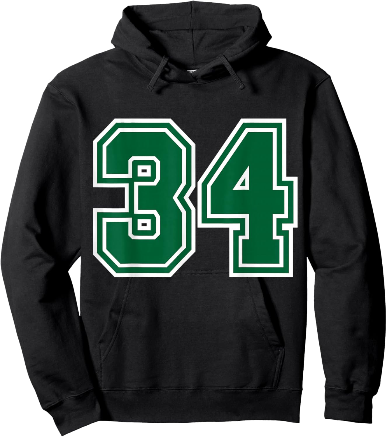 Green Sports Team Number #34 Hoodie - Hoodie | Black
