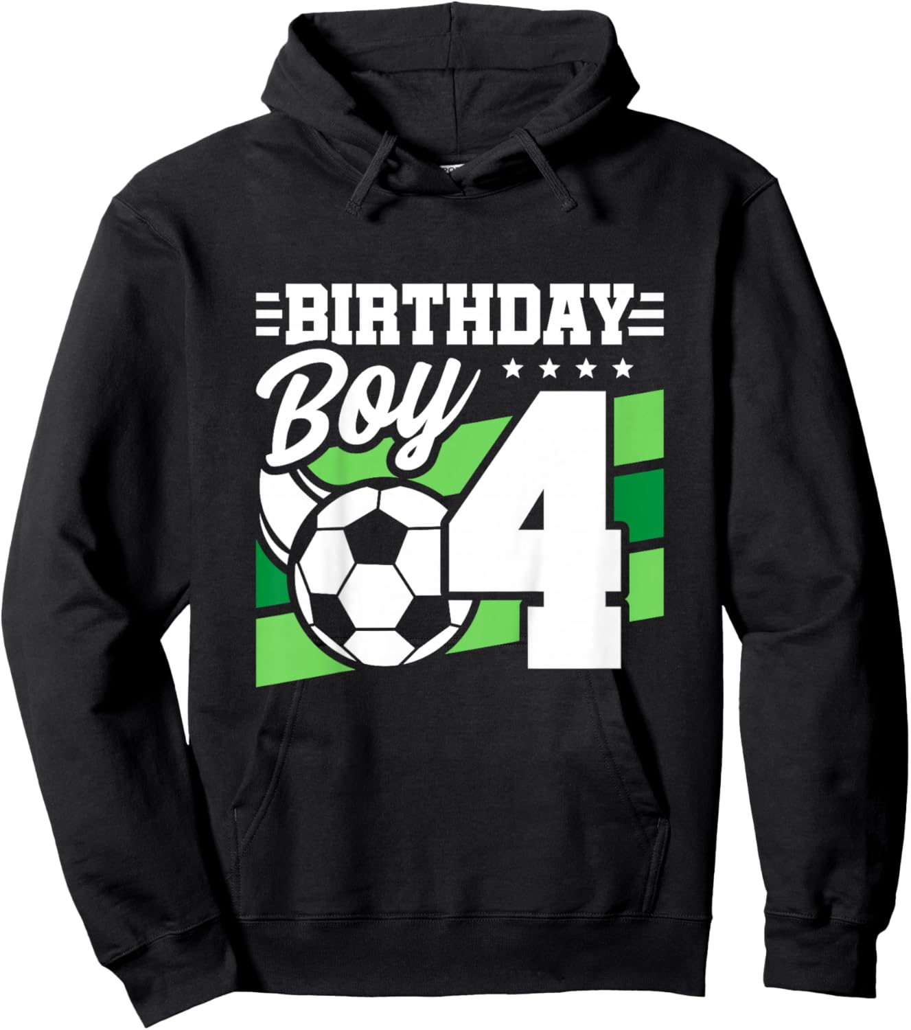Kids Soccer Birthday Party - 4 Year Old Boy - 4th Birthday Hoodie - Hoodie | Black