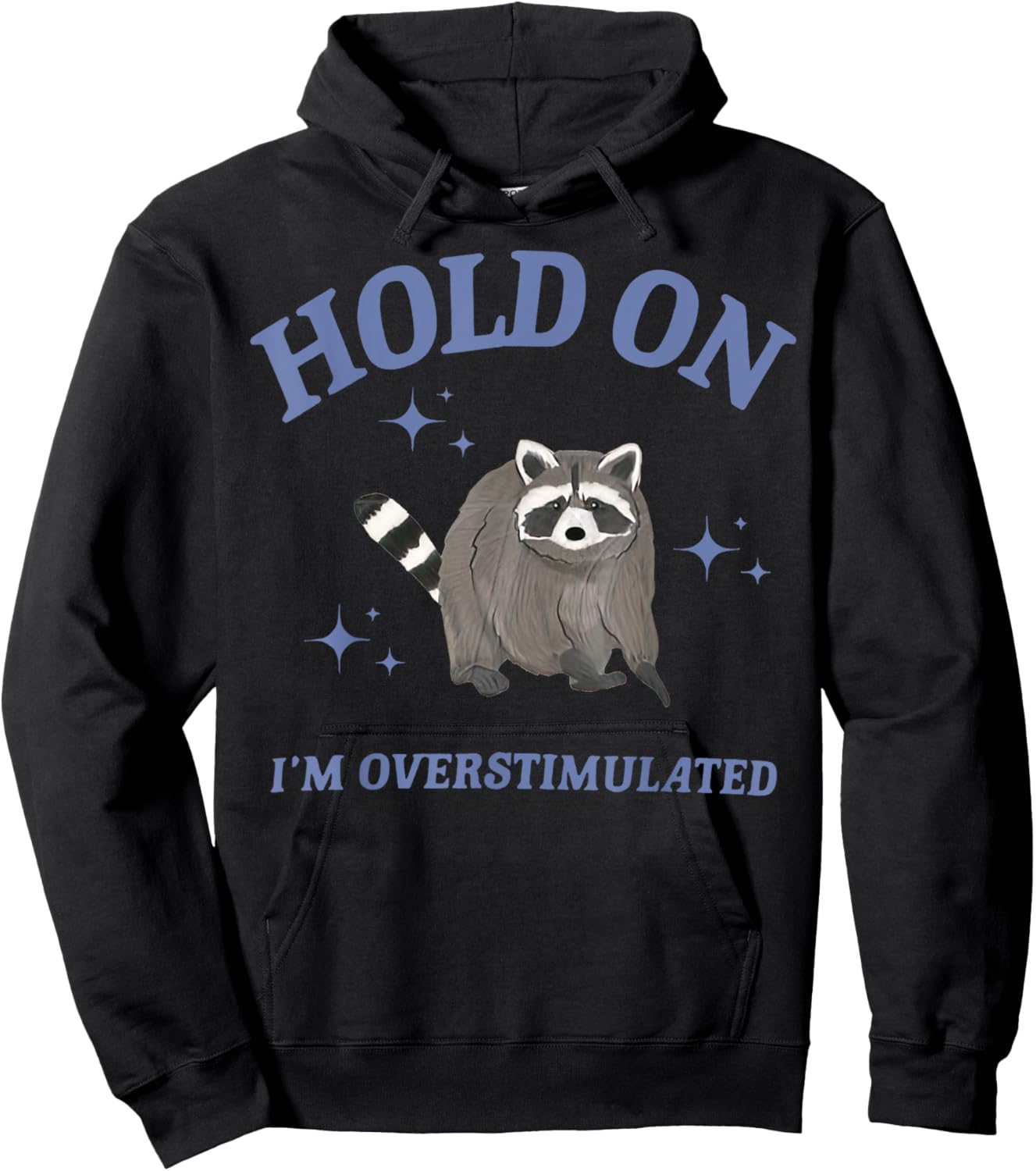 Funny Raccoon Hold On I'm Overstimulated Hoodie - Hoodie | Black