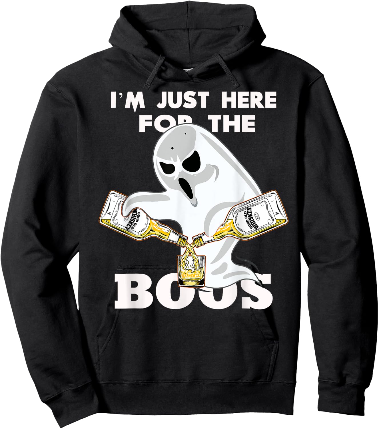 I'M JUST HERE FOR THE BOOZE SHIRT | Halloween | Ghost | Gift Hoodie - Hoodie | Black