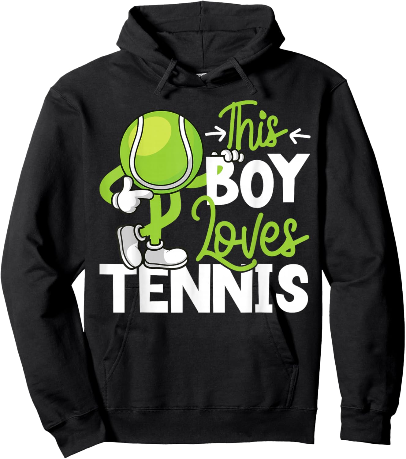 Funny Tennis Player Racket Boy This Boy Loves Tennis Hoodie - Hoodie | Black