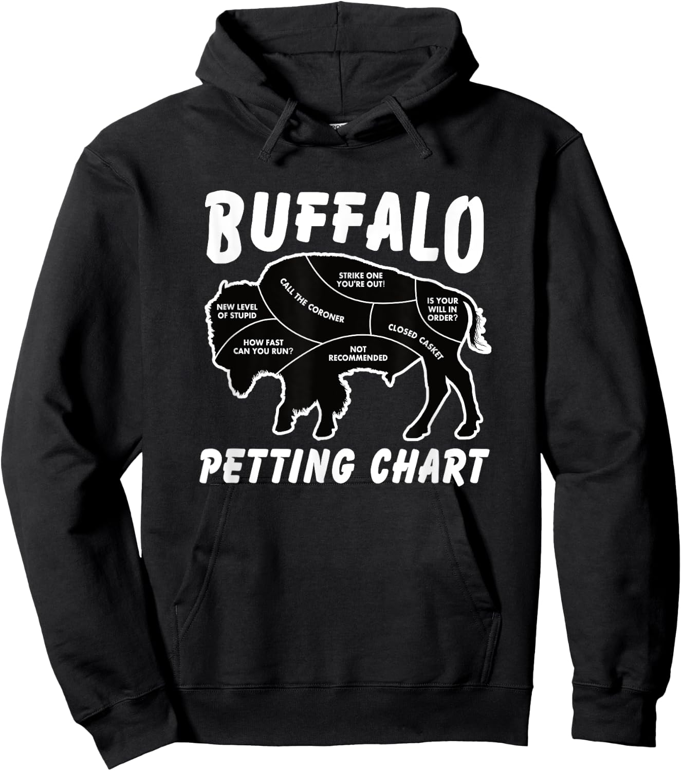 Buffalo Wildlife Petting Chart for Bison Lovers Hoodie - Hoodie | Black