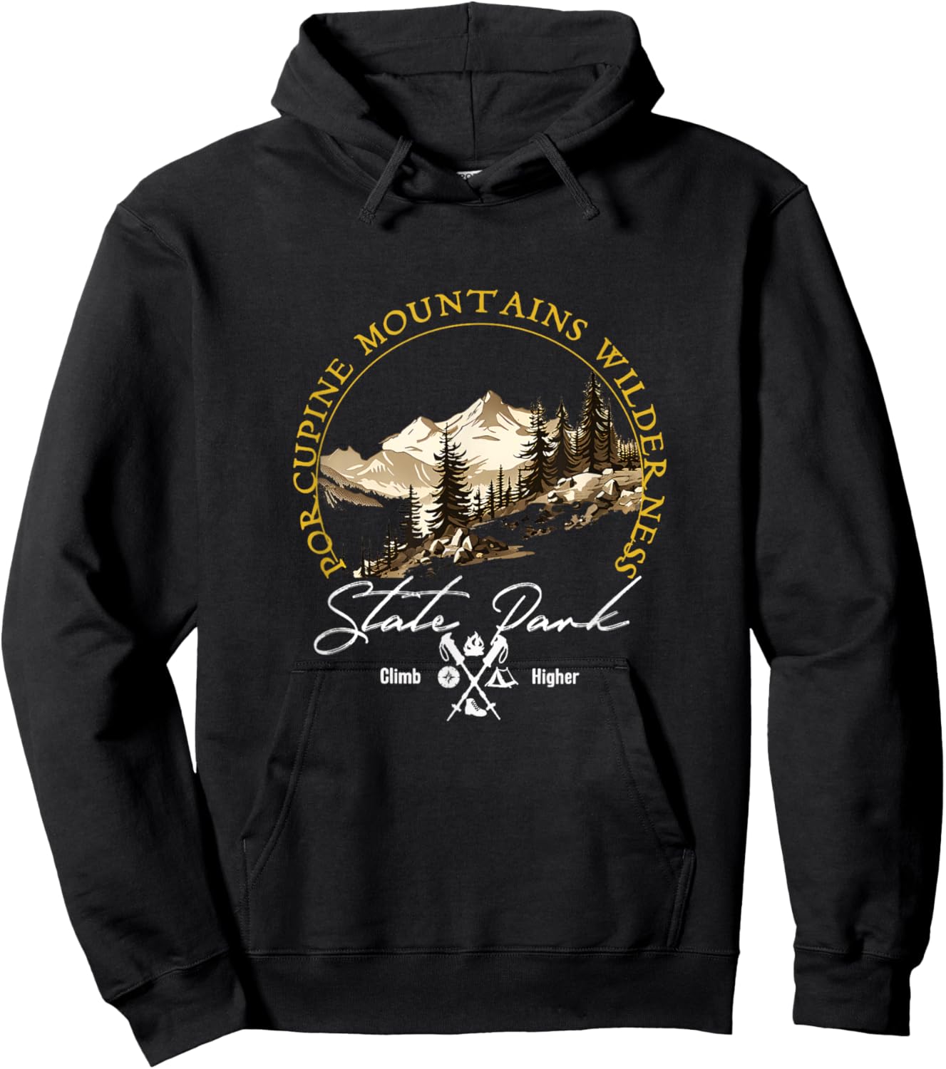 Porcupine Mountains Wilderness State Park Retro Apparel Hoodie - Hoodie | Black
