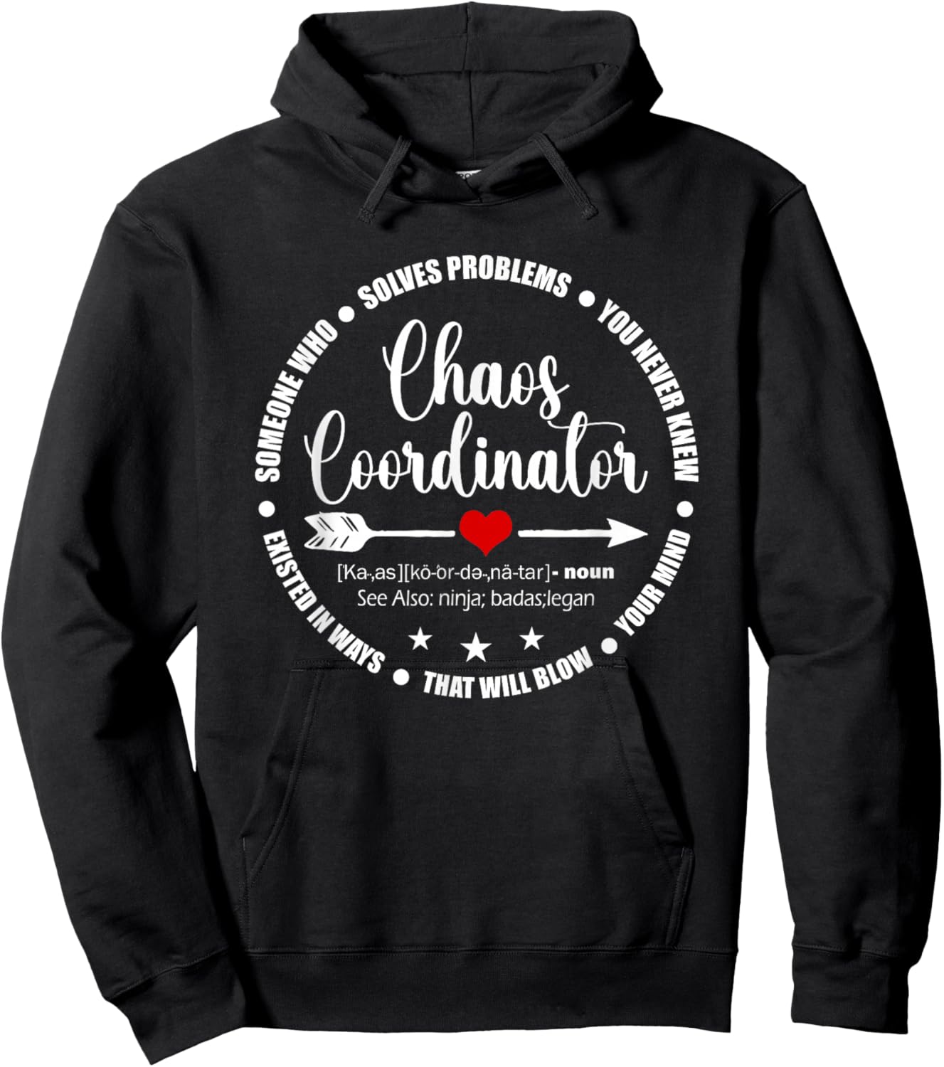 Cute Heart Chaos Coordinator Funny First Day of School Hoodie - Hoodie | Black