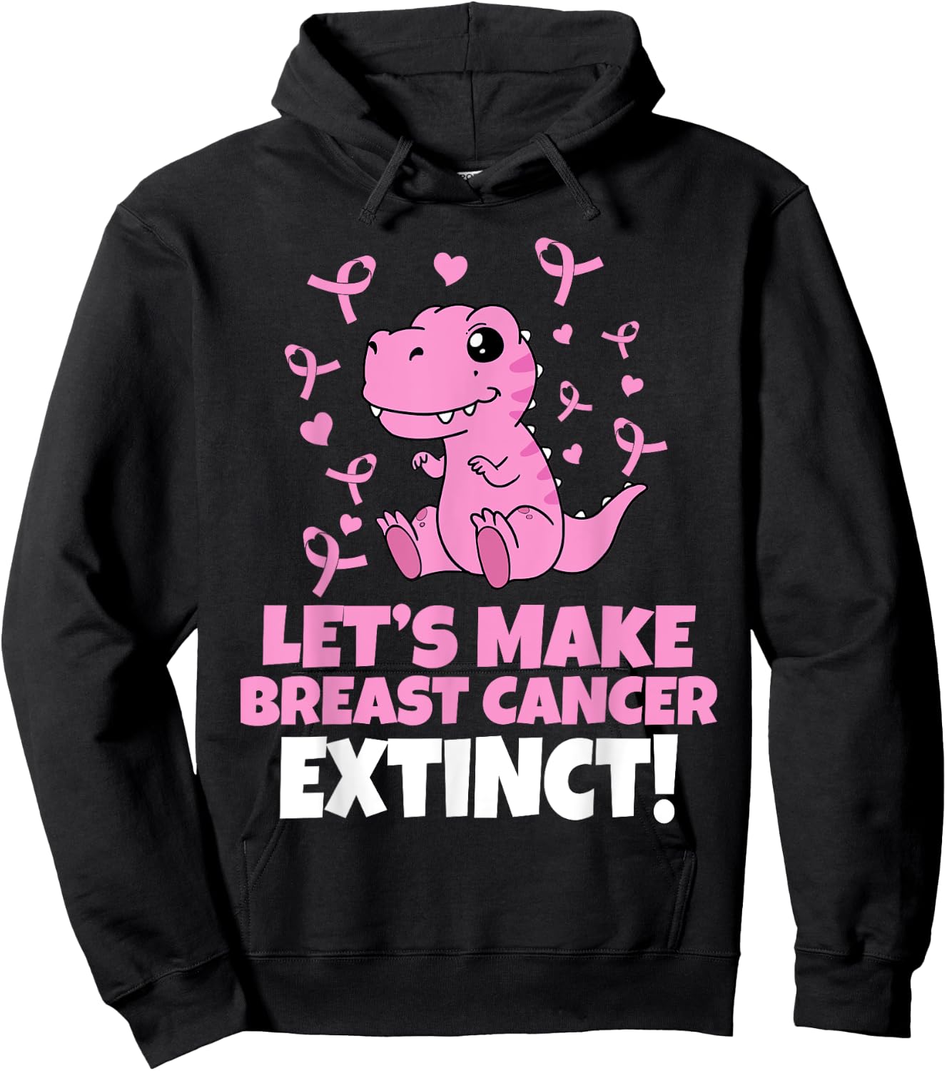 Dino Pink Let's Make Breast Cancer Extinct Kids Toddler Boys Hoodie - Hoodie | Black