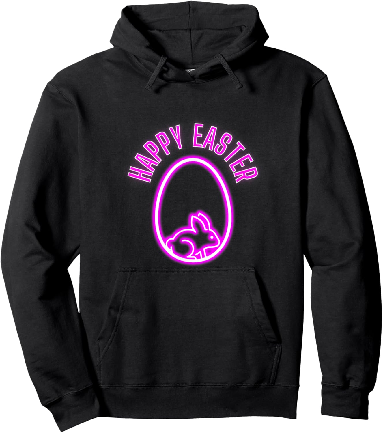 Happy Easter Day Bunny Eggs neon pink Hoodie - Hoodie | Black