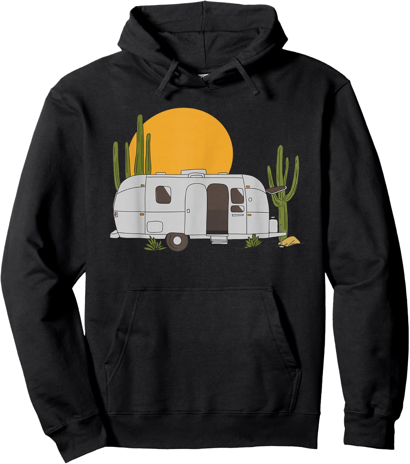 Vintage Retro Desert Sun Airstream Camping RV Hoodie - Hoodie | Black