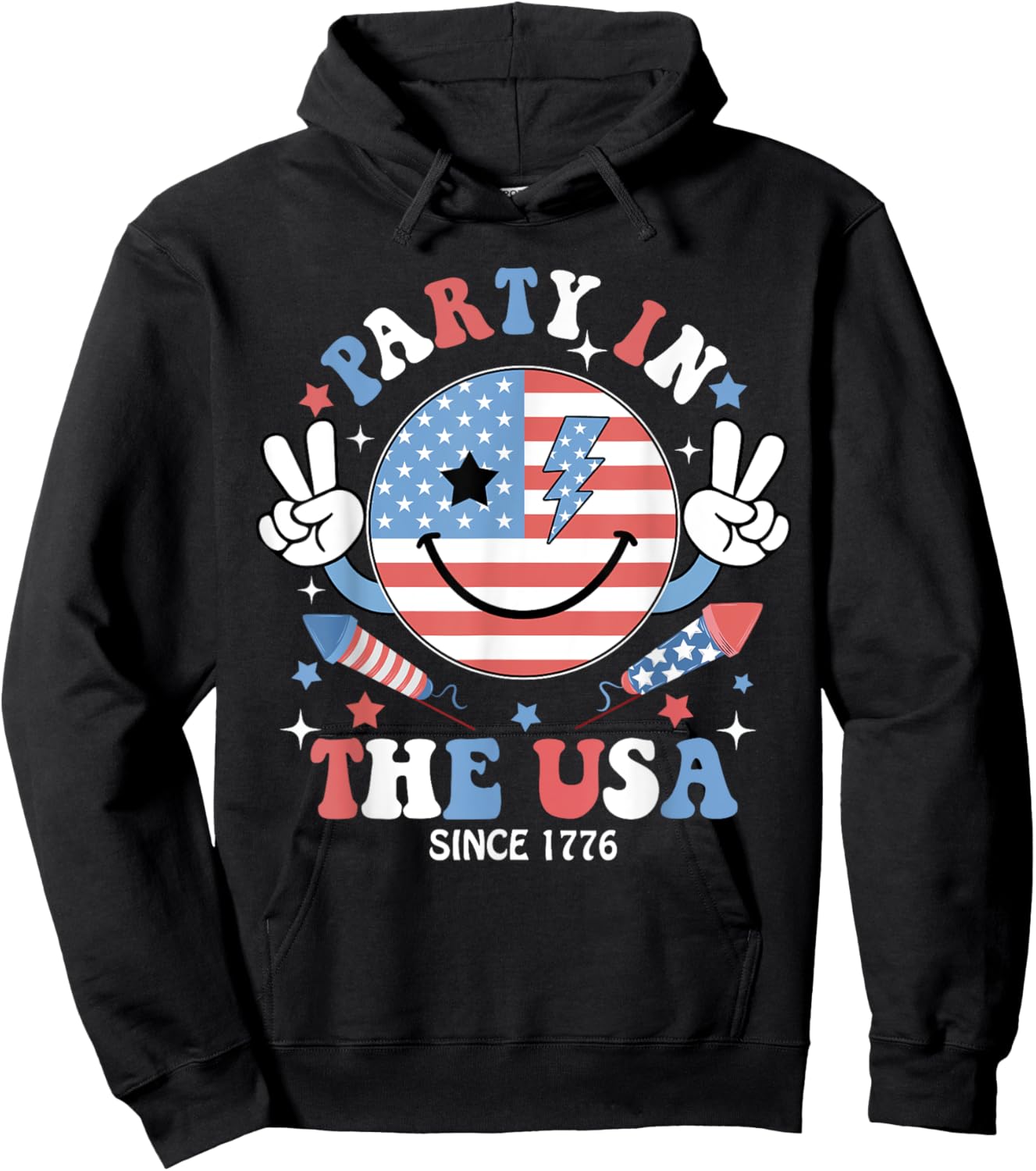 Party in the USA 4th of July Preppy Shirt Women Kids Hoodie - Hoodie | Black