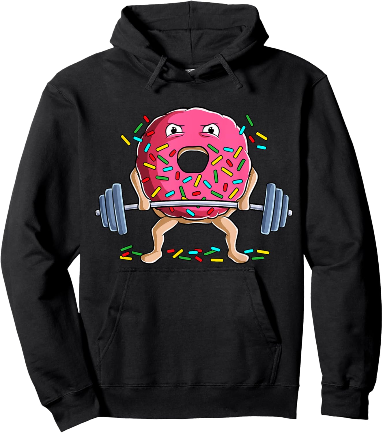 Weightlifting Funny Gym Bodybuilding Deadlift Workout Donut Hoodie - Hoodie | Black