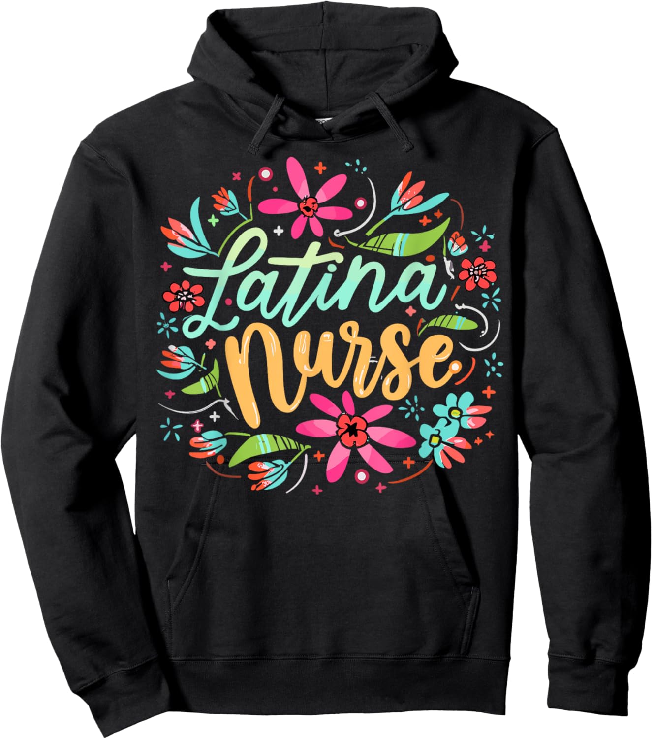 Latina Nurse Flower Latinx Hispanic Hoodie - Hoodie | Black
