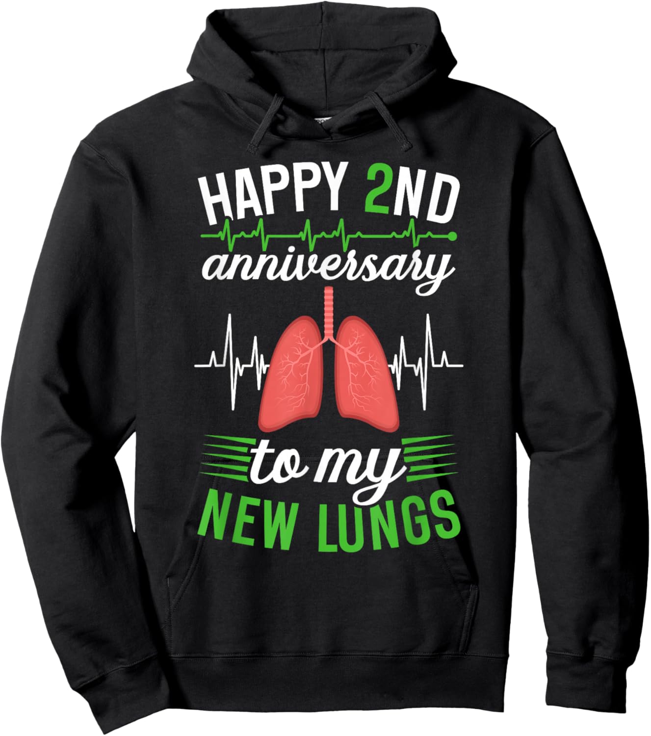Happy 2 Year Lung Transplant Anniversary Lung Recipient Hoodie - Hoodie | Black