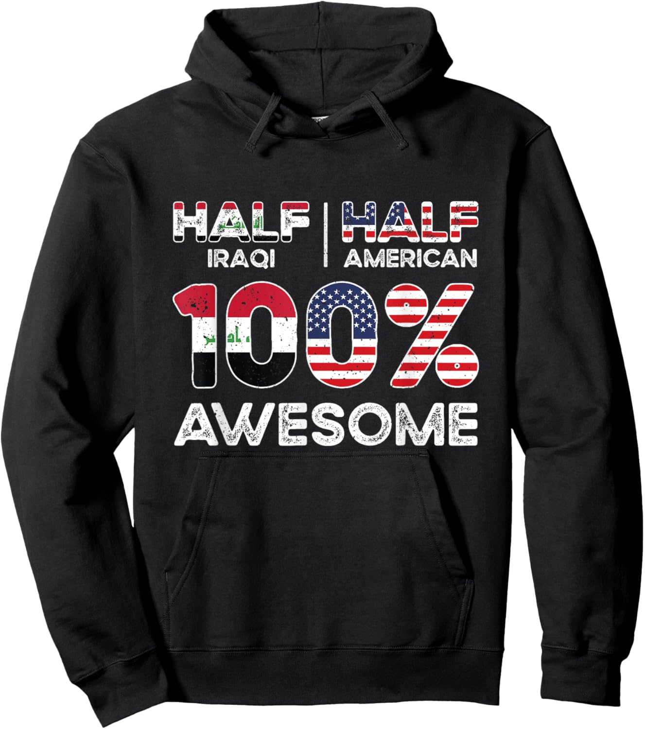 Iraqi American Patriot USA Grown Iraq US Flag Hoodie - Hoodie | Black