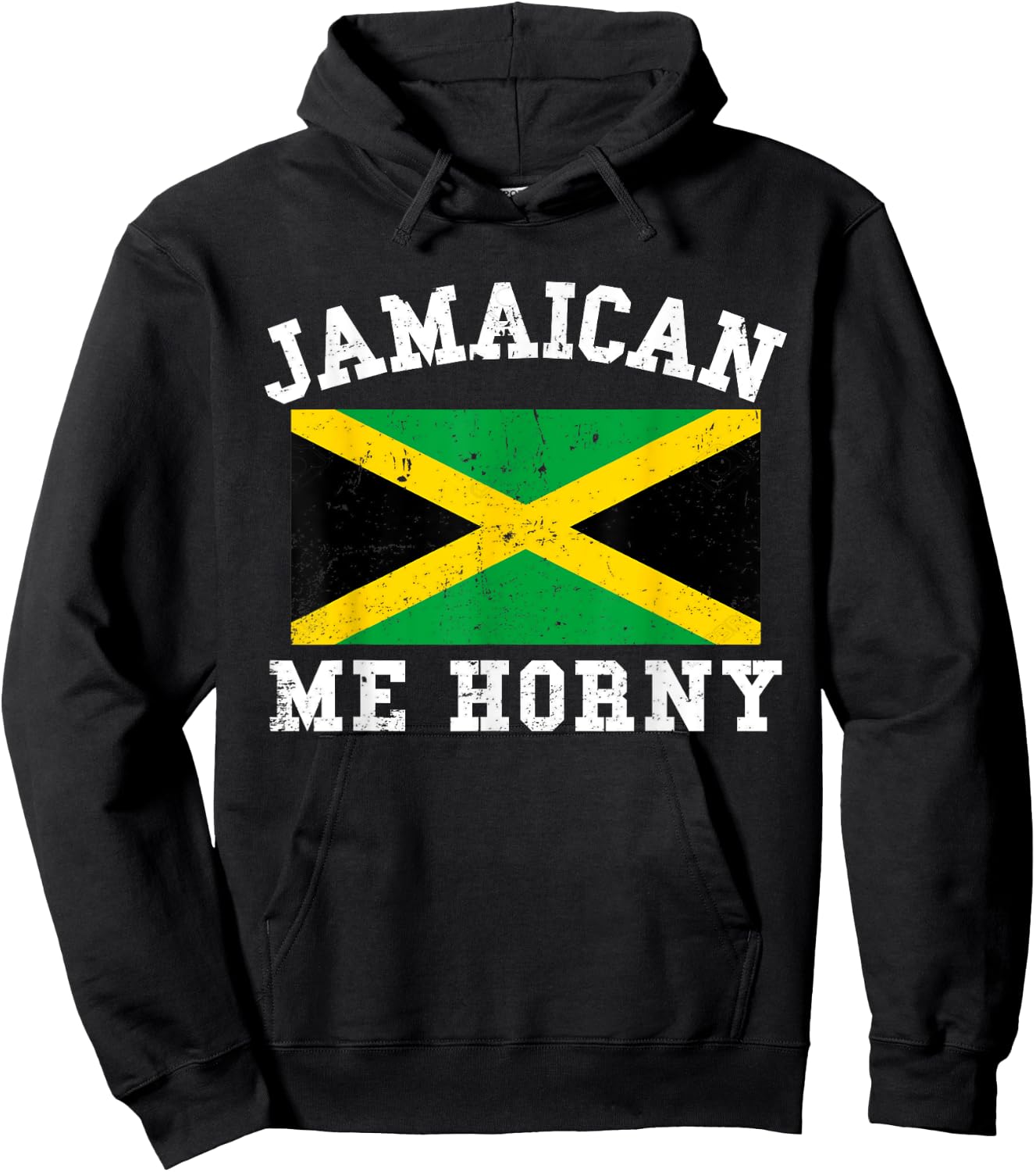 Jamaican Me Horny Shirt Jamaica Flag Caribbean Vacation Gift Hoodie - Hoodie | Black