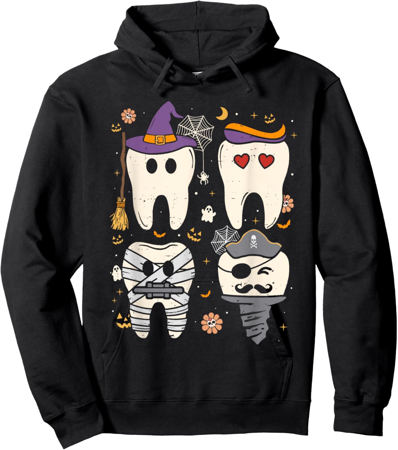 Halloween Dentist Witch Teeth Dental Crew Costume Men Women Hoodie - Hoodie | Black